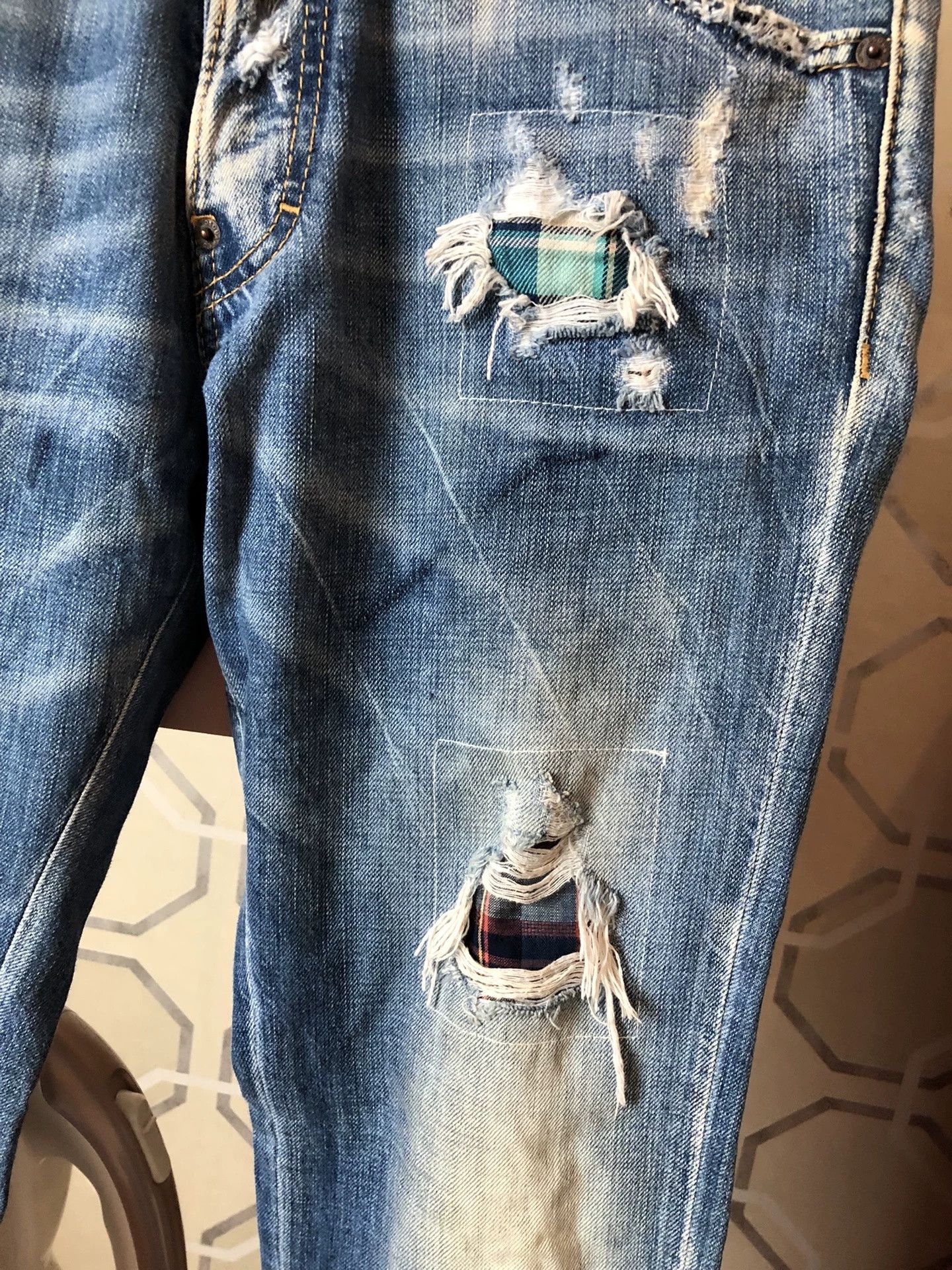 Dsquared2 Dsquared2 Blue Distressed Skinny Jeans Size US 28 / EU 44 - 2 Thumbnail