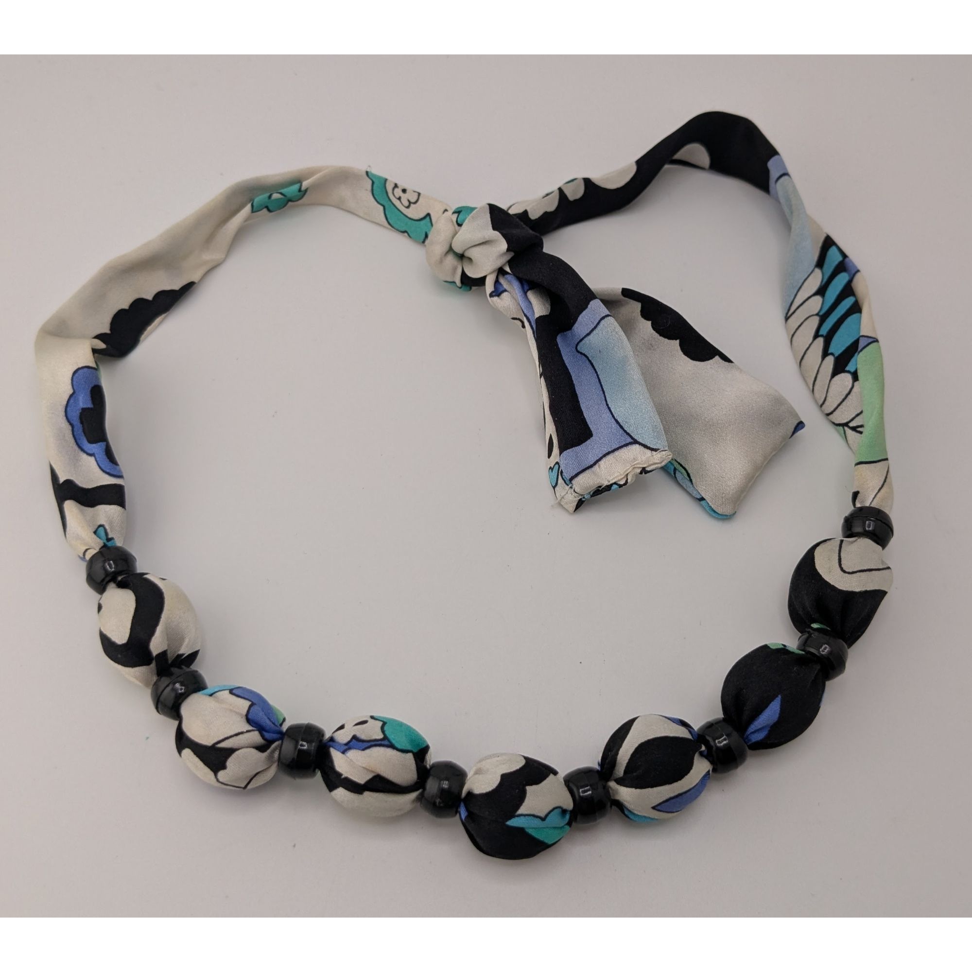 Other Vintage Beaded Scarf Necklace Black White Blue Retro 60s 70s Size ONE SIZE - 6 Thumbnail