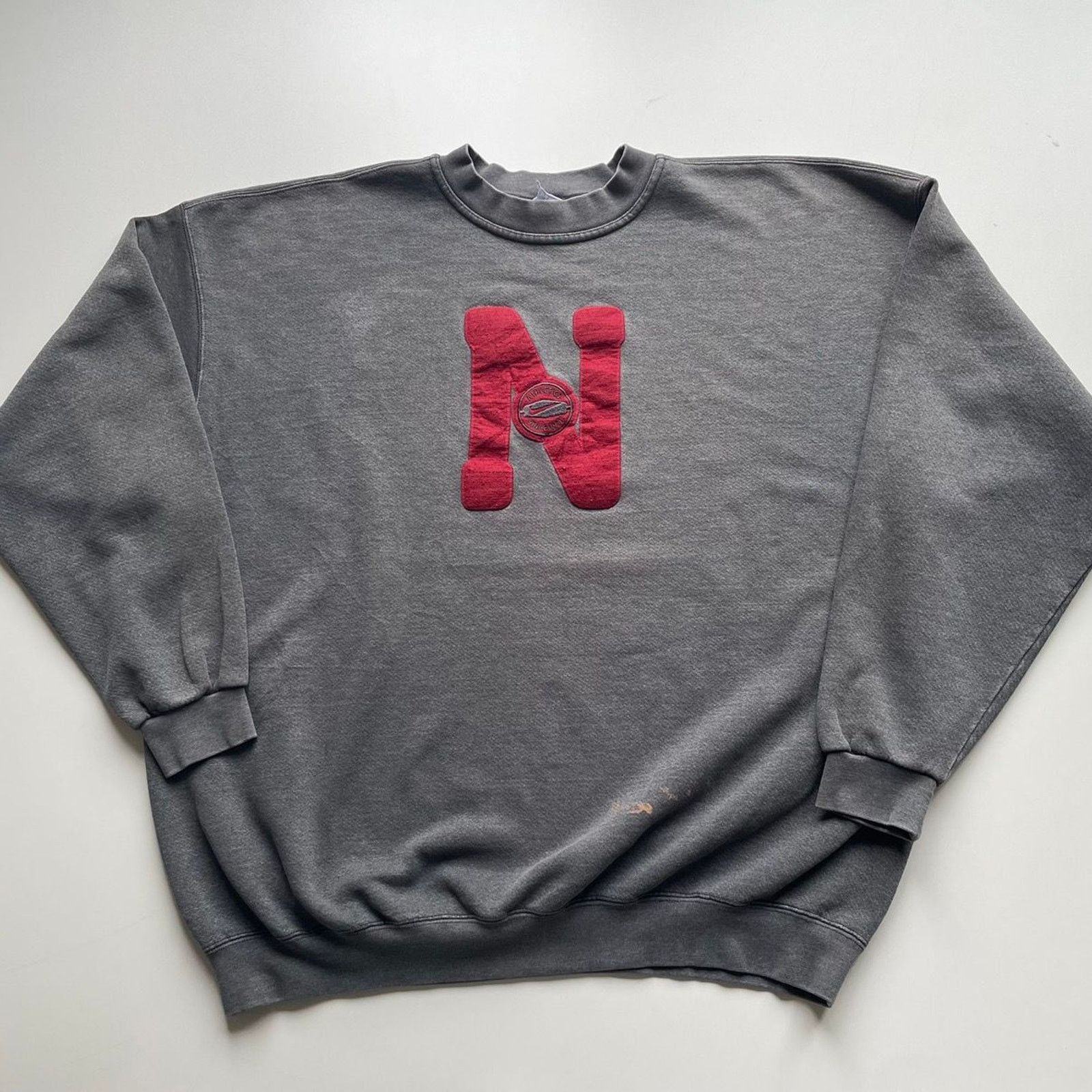 Nike × Vintage Vintage 90s Nike Air Center Swoosh Crewneck XXL Made In USA Size US XXL / EU 58 / 5 - 1 Thumbnail