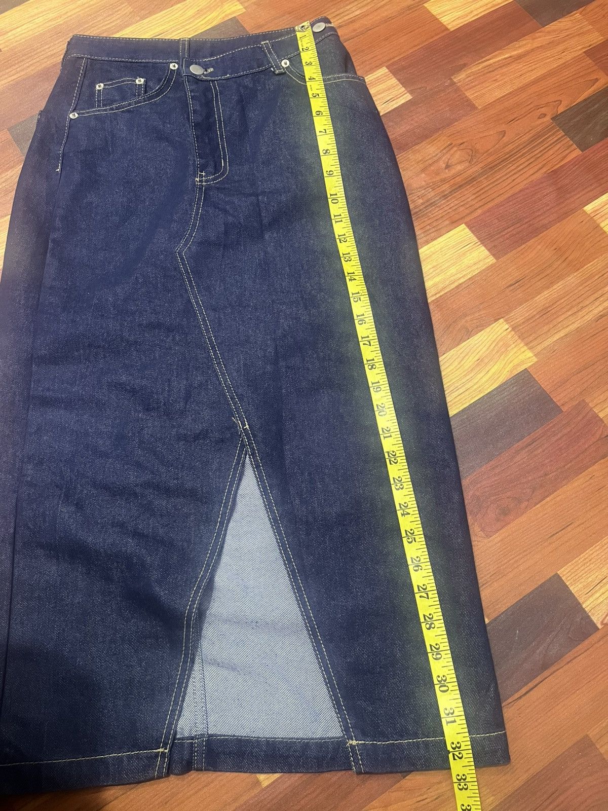 Japanese Brand JJIM Korean Raw Indigo Denim Long Skirt Front Slit Fit Size 26" / US 2 / IT 38 - 14 Thumbnail