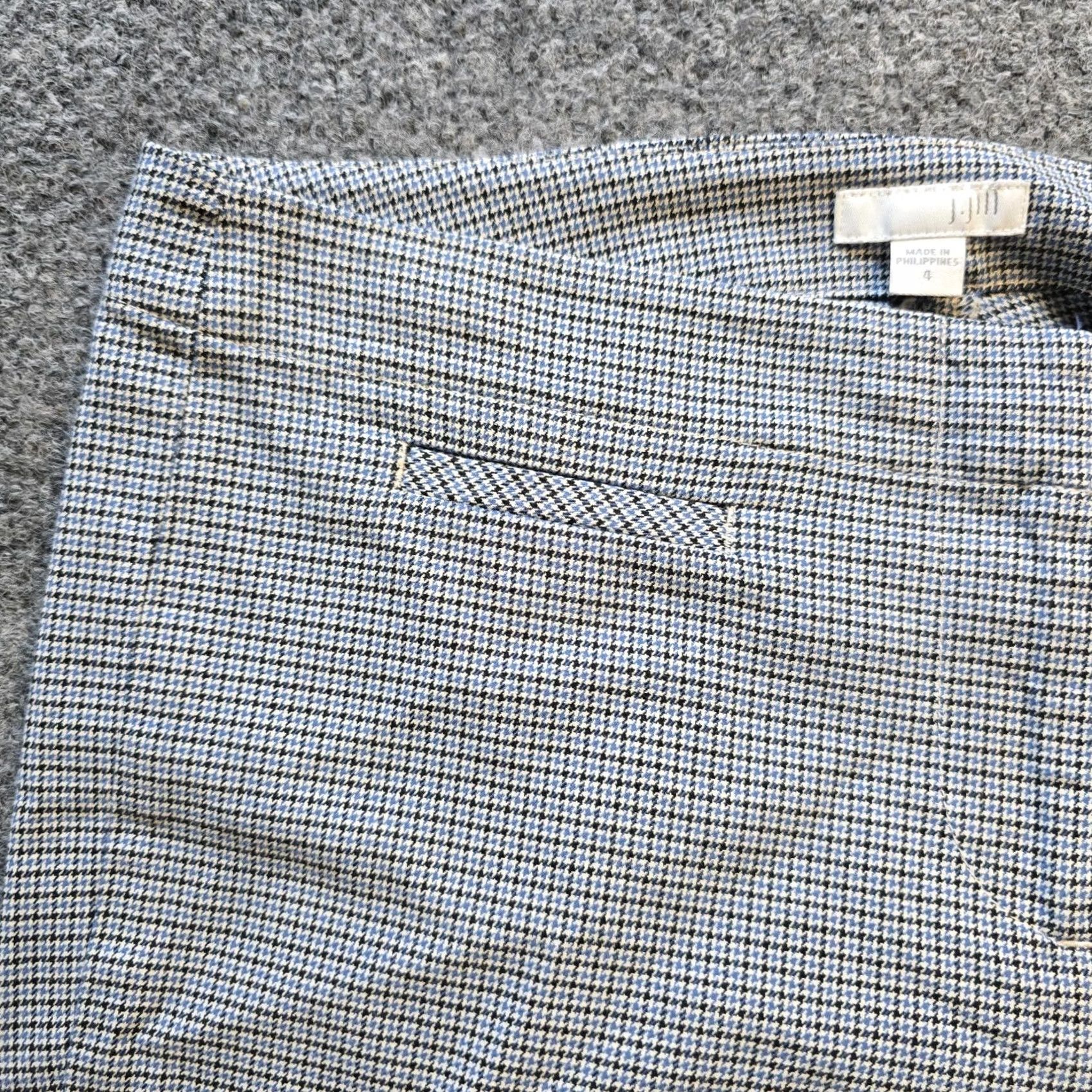 J. Jill J. Jill Pants Women 4 Blue Plaid Houndstooth Flat Front Tapered Classic Career Dress Chino Style, Office Wear, Regular, Women's Pants Size 24" / US 00 / IT 34 - 3 Thumbnail