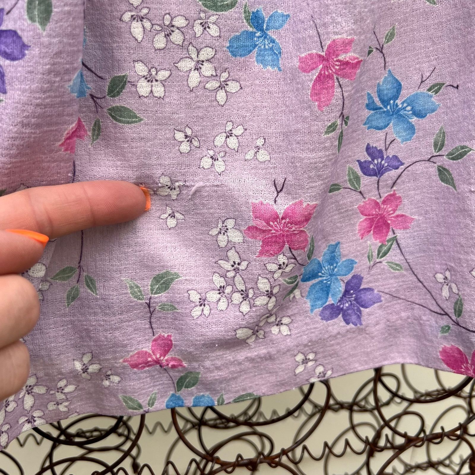 Vintage Purple Print Button Back Blouse main image 1
