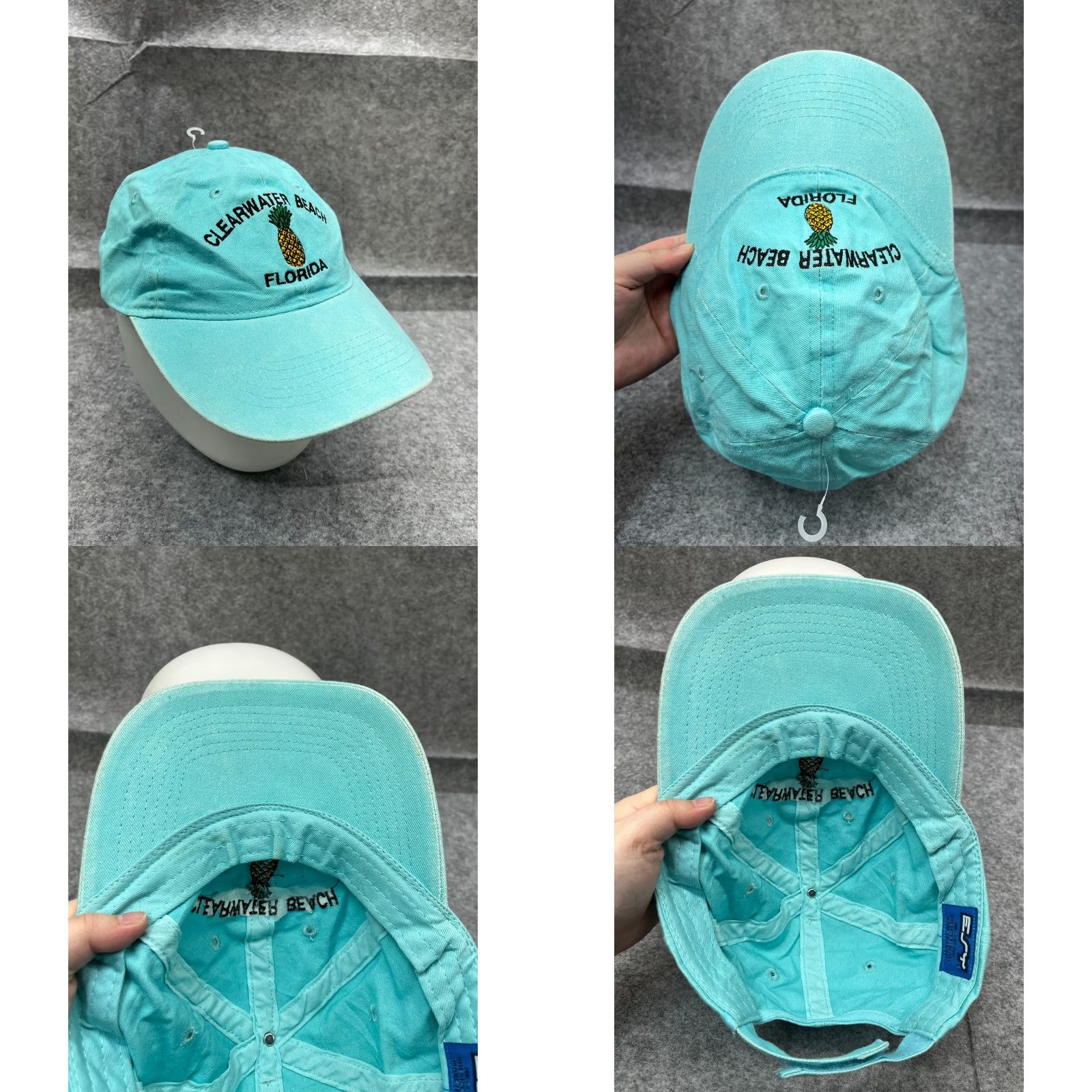 Vintage Es y Esy Clearwater Beach Hat Cap Adjustable One Size Blue Cotton Twill Beach Logo Unisex Adults Baseball Cap Size ONE SIZE - 8 Thumbnail
