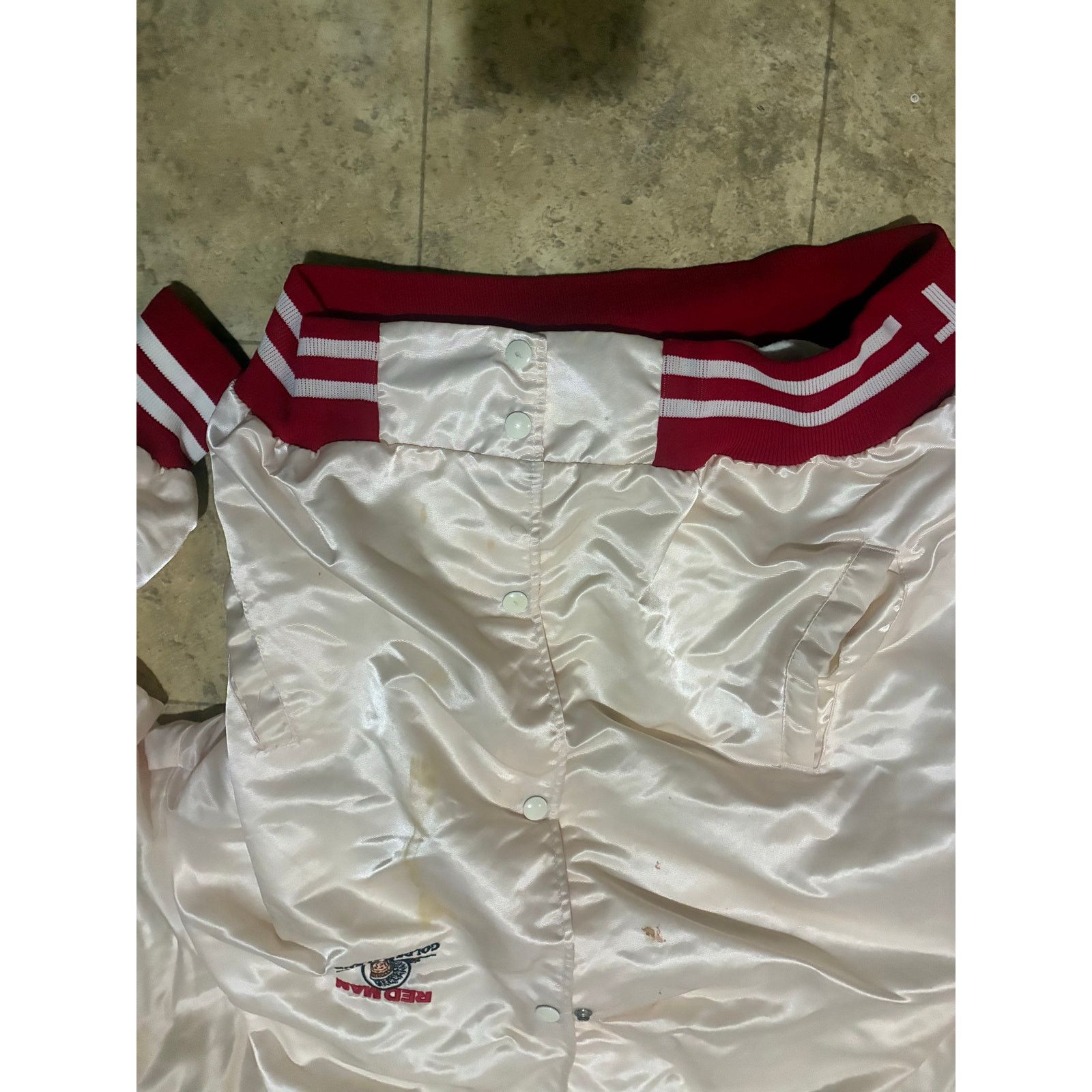 Other Vintage Red Man Golden Blend Satin Bomber Jacket XL USA Size XL / US 12-14 / IT 48-50 - 3 Thumbnail