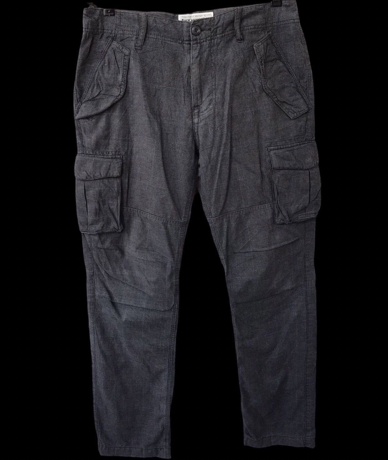 Japanese Brand BACK NUMBER Japan Military Grey Plaid Cargo Pant Size US 31 - 1 Thumbnail