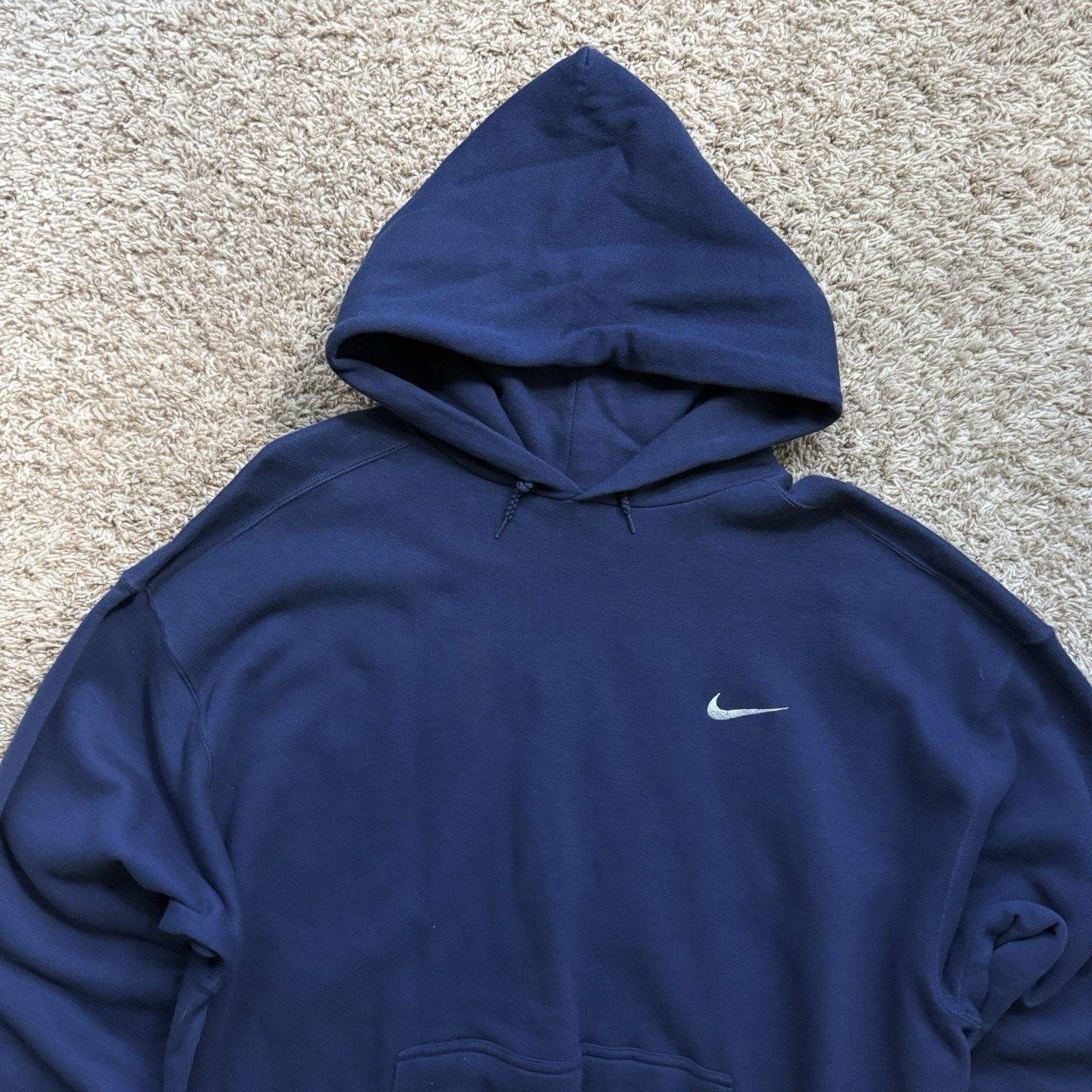 Nike × Vintage Vintage 90’s Nike Navy Blue Hoodie Made in USA Men’s Size XL Size US XL / EU 56 / 4 - 6 Thumbnail