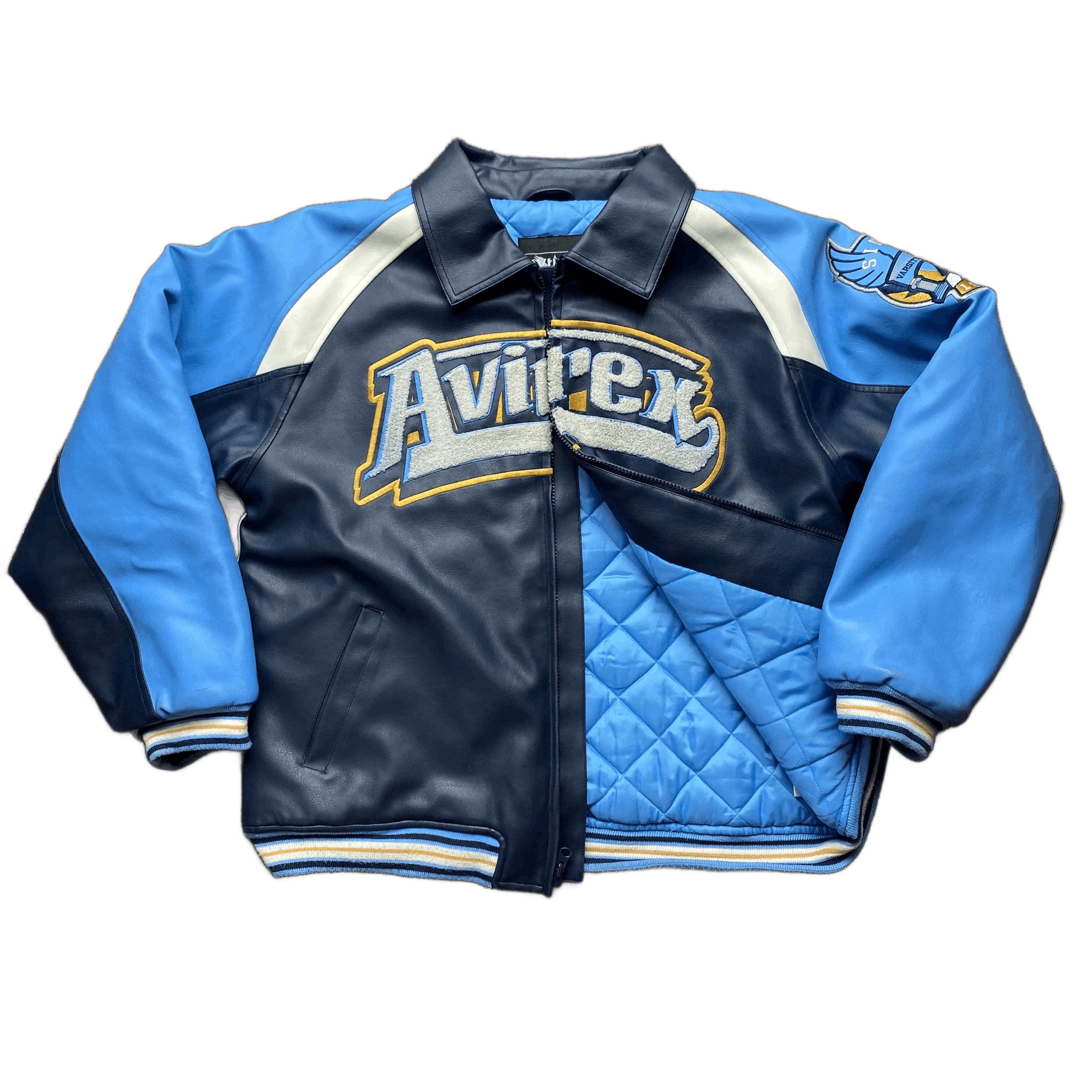 日本未発売 AVIREX NITRO RUN レザージャケット Avirex Nitro Run Leather Jacket in Blue for Men | Lyst