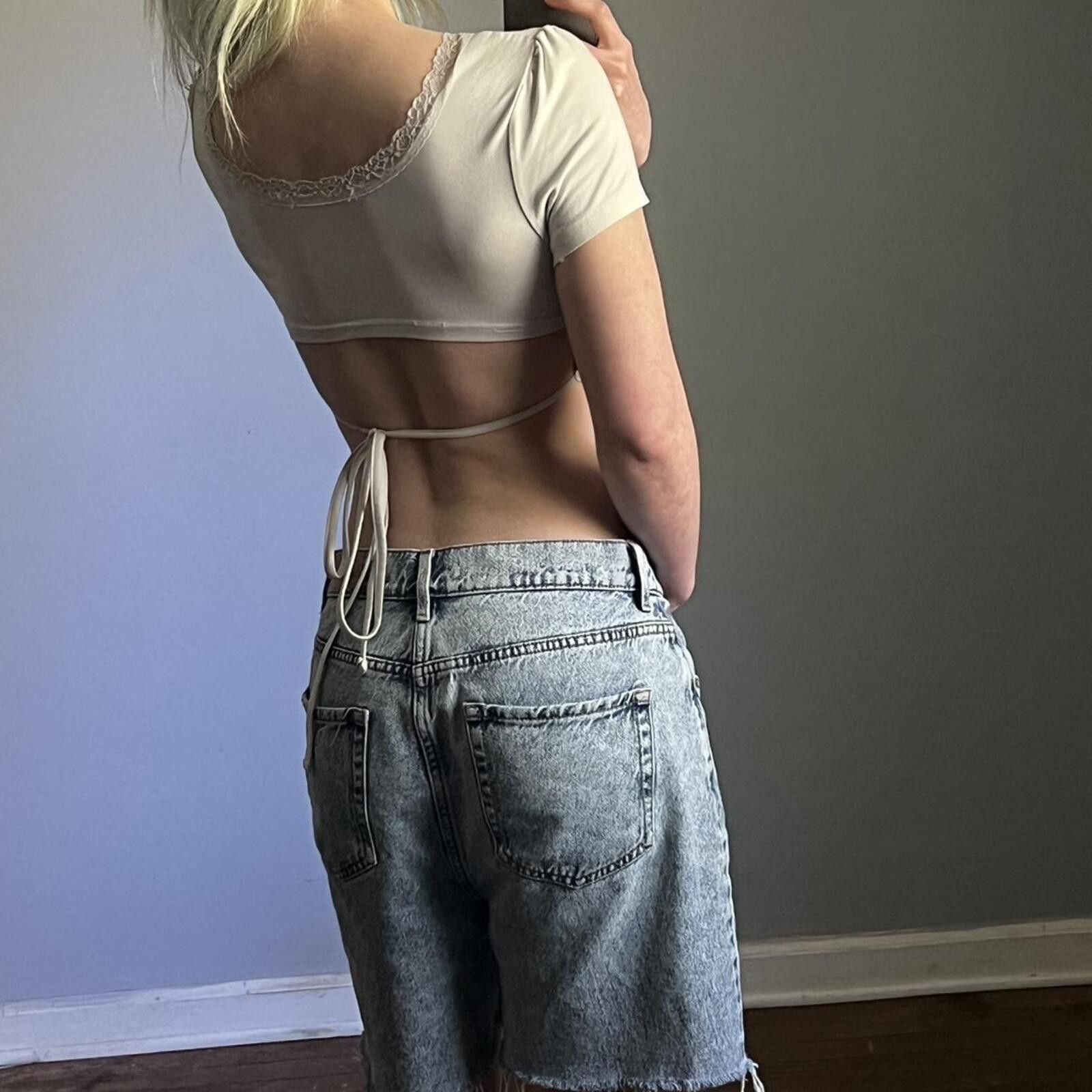 Other Off white tie back lacey crop top Size S / US 4 / IT 40 - 2 Thumbnail