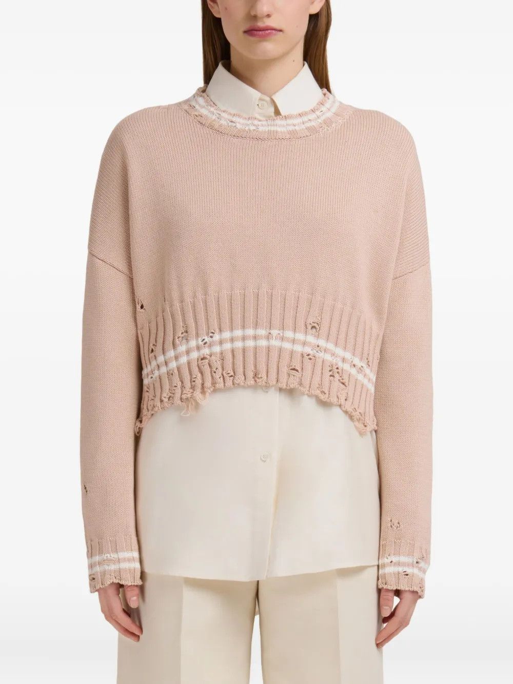 Marni o1f1d3z0326 Cropped Sweater in Beige Size M / US 6-8 / IT 42-44 - 2 Thumbnail
