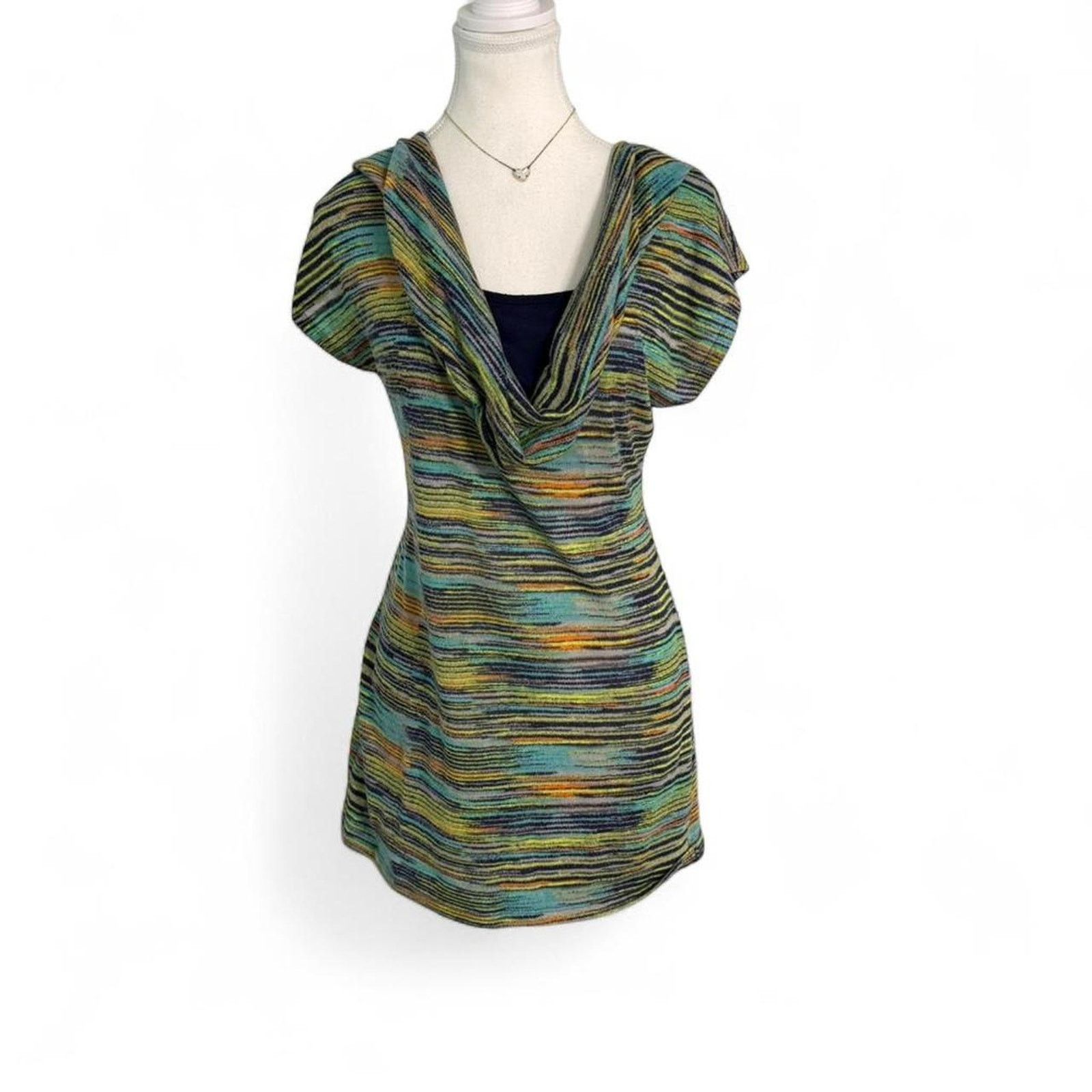 Almost Famous Absolutely CowlNeck Layered striped Short Sleeve Top Size L Size L / US 10 / IT 46 - 1 Thumbnail