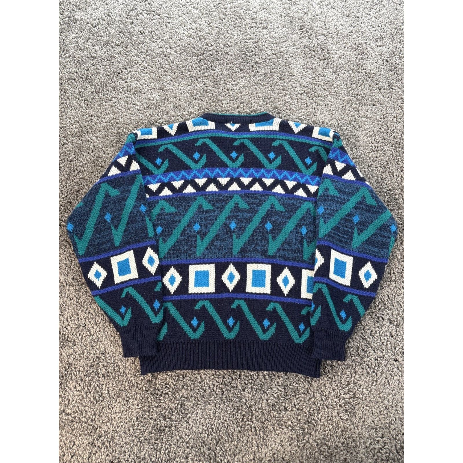 McGregor VINTAGE McGregor Sweater Mens M Crew Neck Pullover 90s Blue Aztec Cosby Silk? Acrylic Knit Size US M / EU 48-50 / 2 - 5 Thumbnail