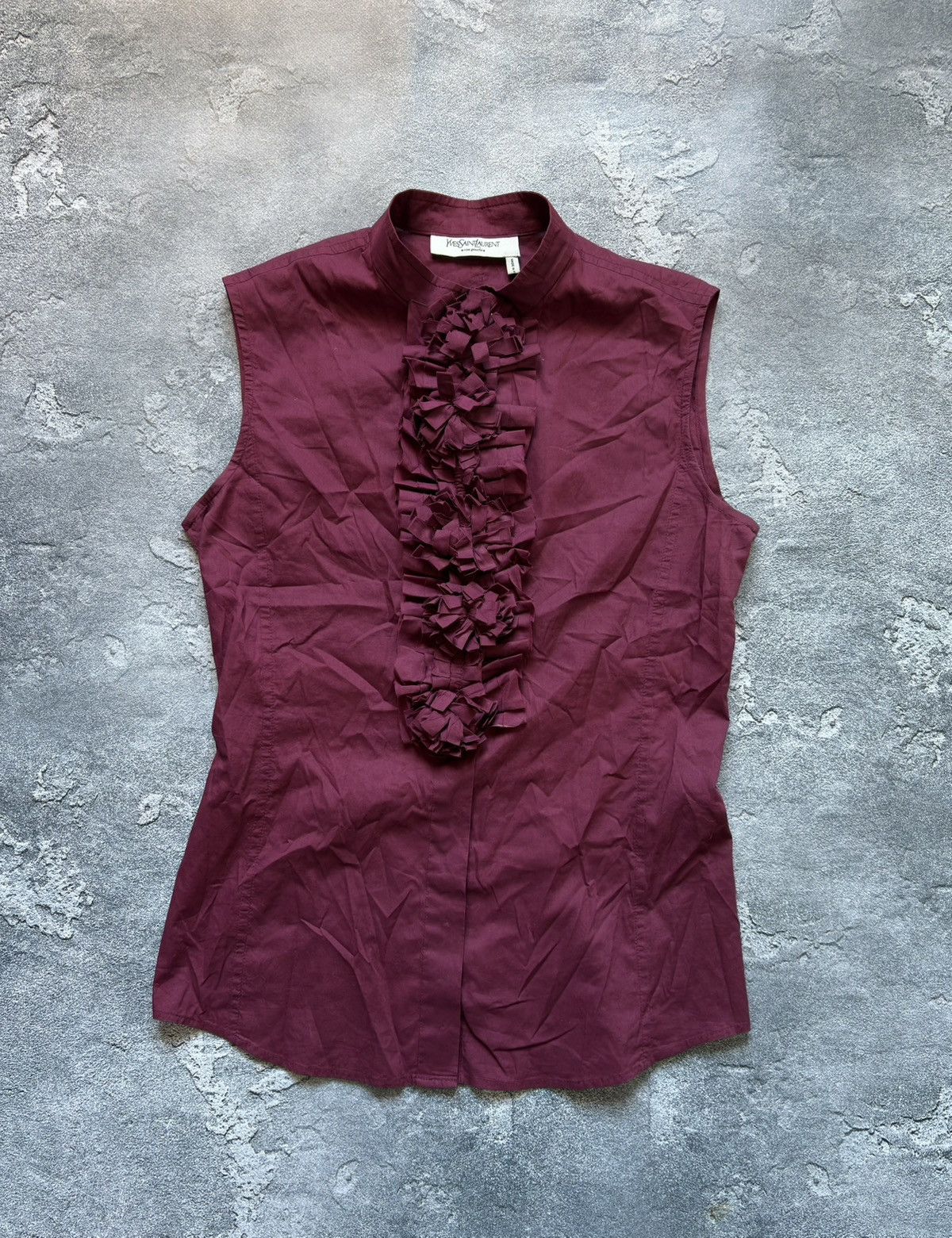 Yves Saint Laurent Yves Saint Laurent Rive Gauche Luxury Ruffled Sleeveless Top Size S / US 4 / IT 40 - 1 Thumbnail