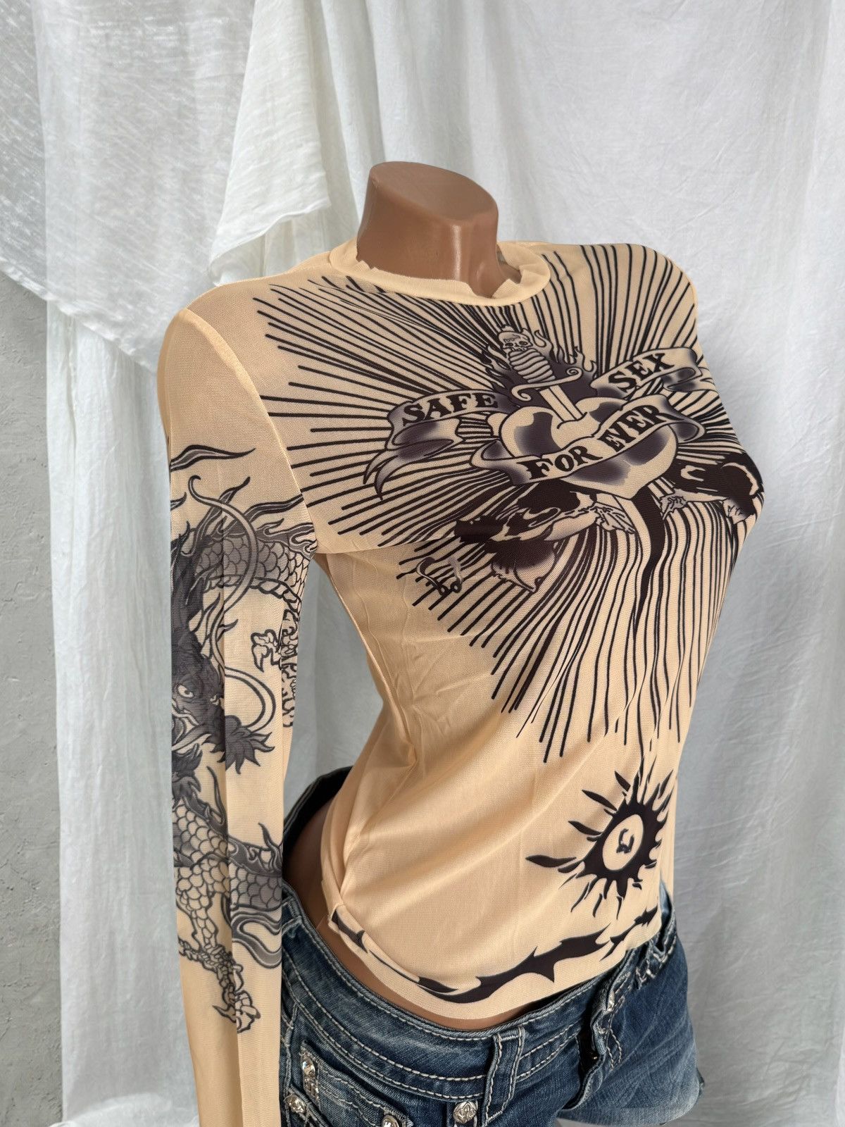 Japanese Brand Jean Paul Gaultier Style Mesh Long Sleeve Top Size S / US 4 / IT 40 - 3 Thumbnail