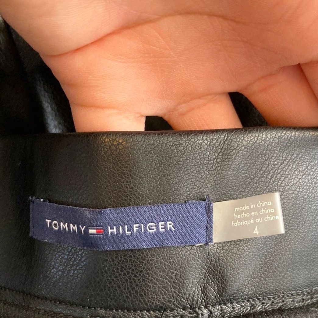 Tommy Hilfiger Black Faux Leather Pants Dress Pants Women Size 4 Regular  Black Fashion Leather Women