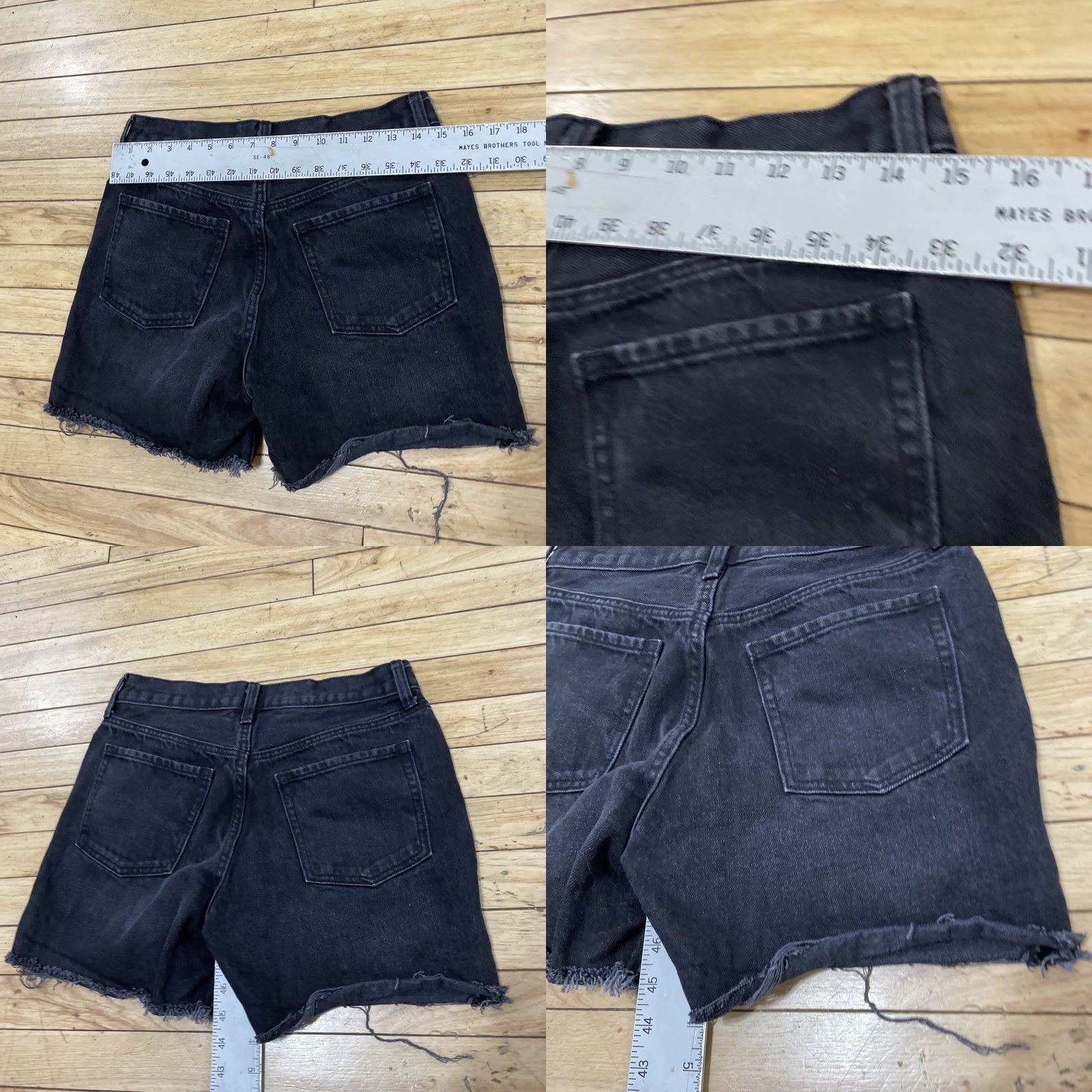 Old Navy VINTAGE OLD NAVY Denim Shorts Womens 2 Black Fringe RawHem Grunge Distres Model 2 Size 26" / US 2 / IT 38 - 8 Thumbnail