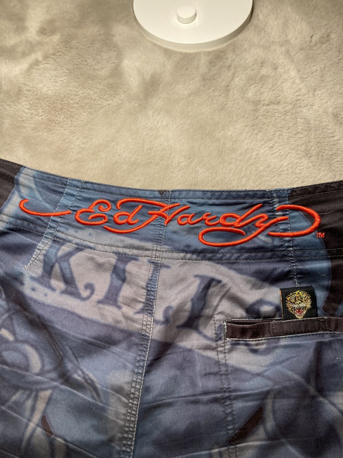 Christian Audigier × Ed Hardy × Vintage ⛩️ Ed Hardy by Christian Audigier Shorts Skull skeleton surf Size US 32 / EU 48 - 6 Thumbnail