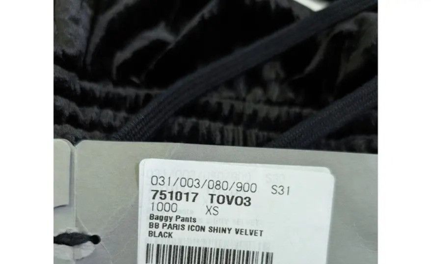 Balenciaga o1rshd1 Baggy Pants BB Paris Icon Shiny Velvet in Black Size US 28 / EU 44 - 19 Thumbnail