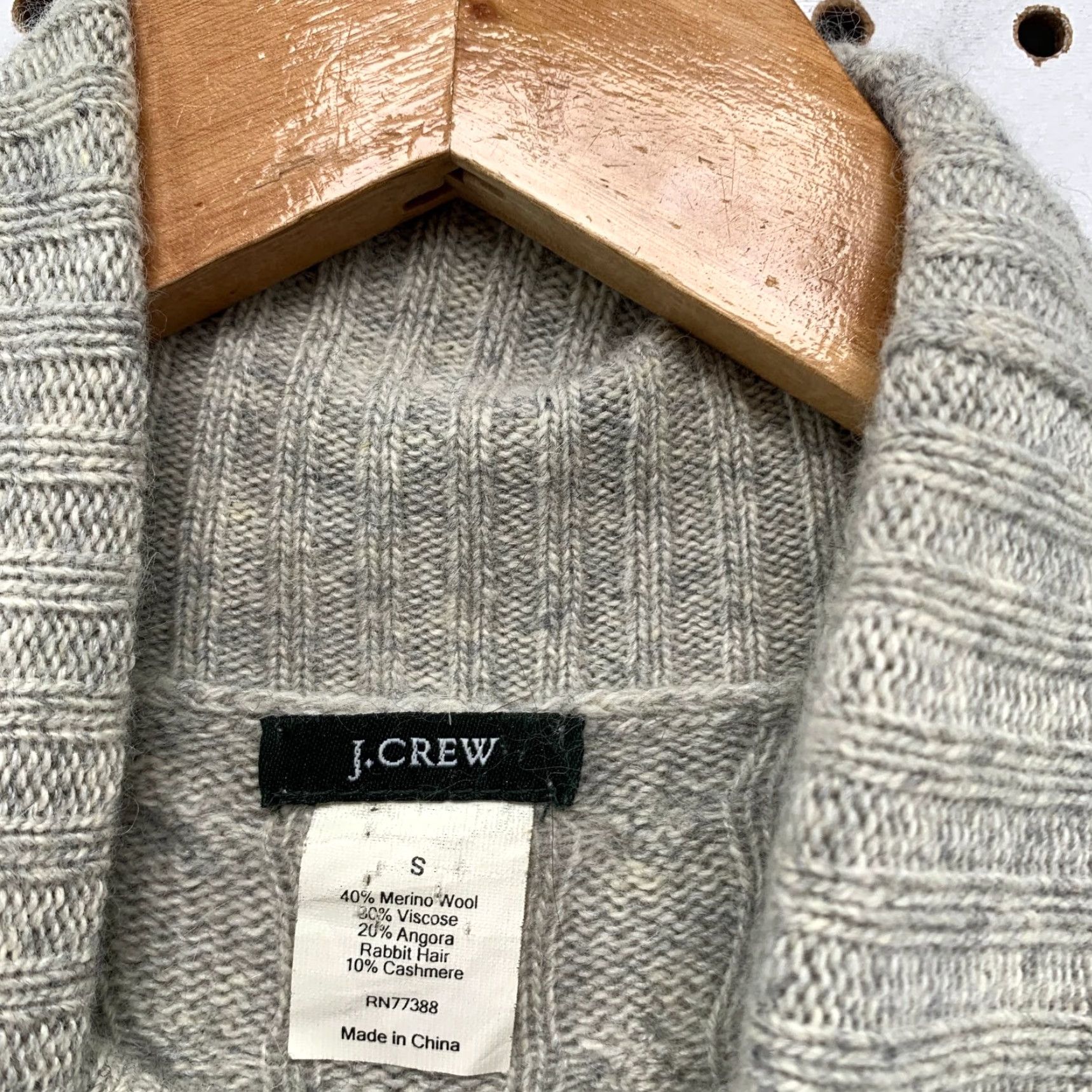 J.Crew J.CREW Pattern: Solid Merino Wool Cashmere Sweater Cable-Knit Turtleneck Gray Womens Small Pullover Winter, Fall Mens? Size S / US 4 / IT 40 - 4 Thumbnail