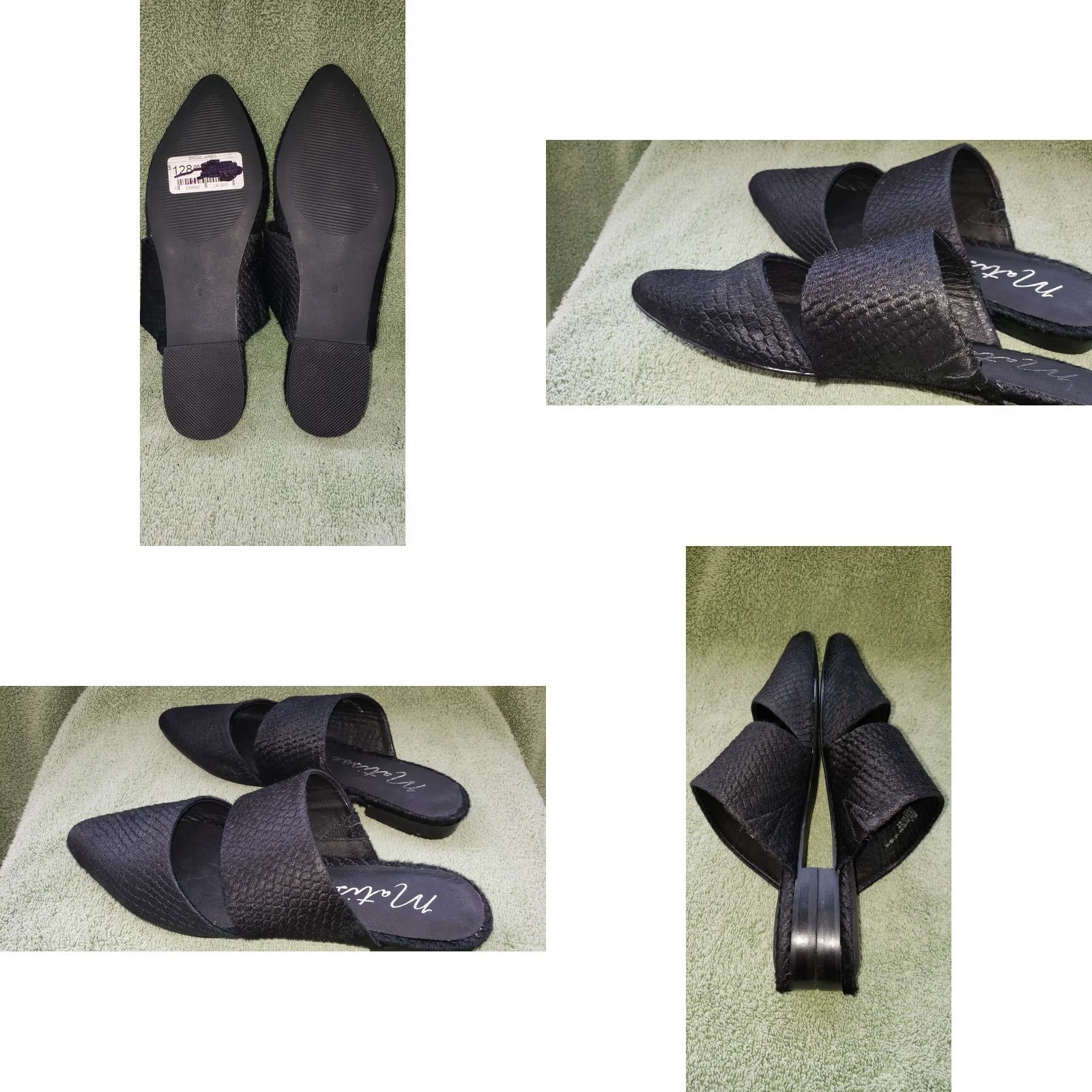 Matisse Matisse Flats Women's 6M Berlin Crossover Semiround Toe Black Calfskin Leather Slips On 1/2" Block Heel Domed Toe Shoes dress Evening Party Business Size US 4 / IT 34 - 8 Thumbnail