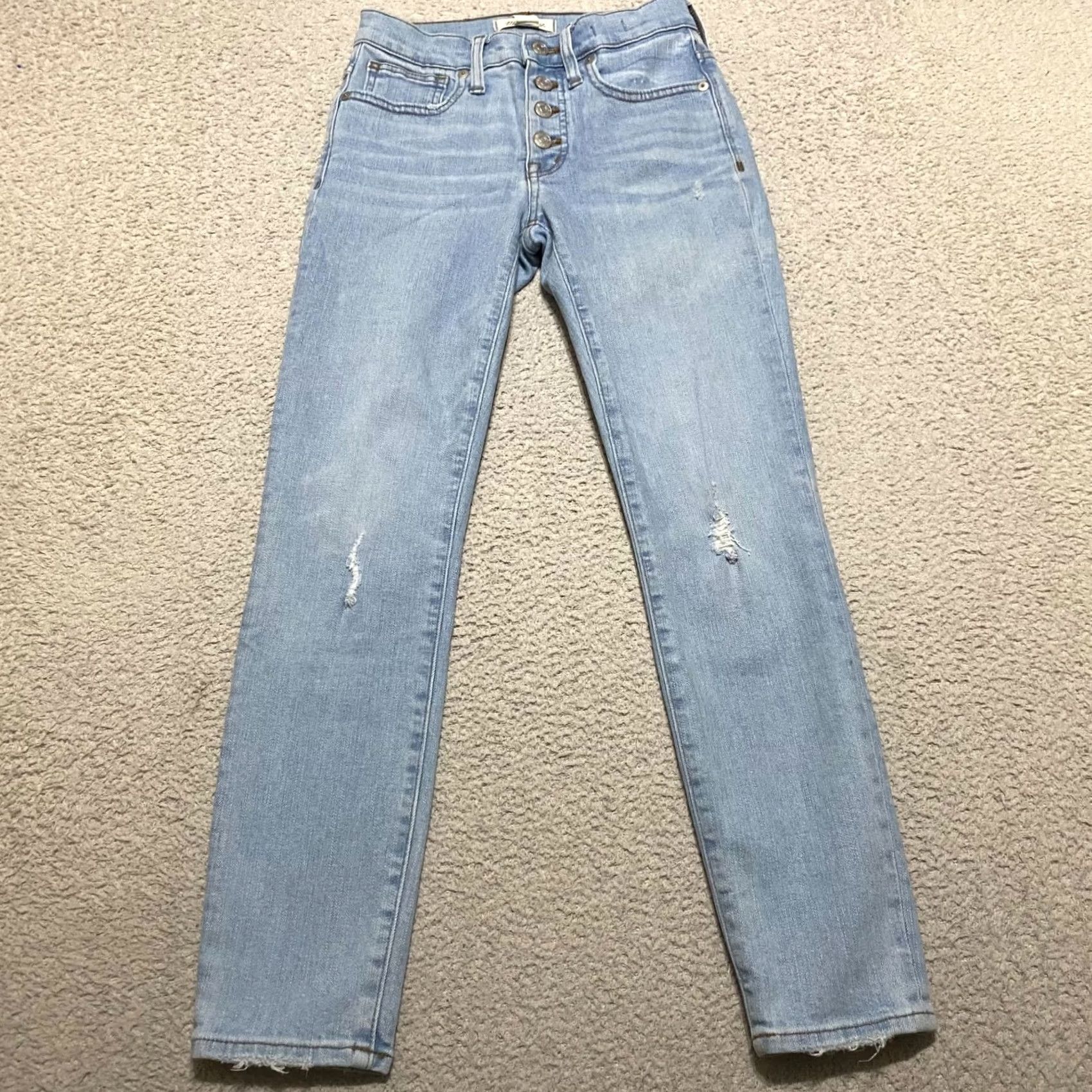 Madewell Madewell Jeans Womens High Rise Skinny Medium Wash Blue 24 Regular 5-Pocket Denim Distressed Jeans Size 42" / US 20 - 2 Thumbnail
