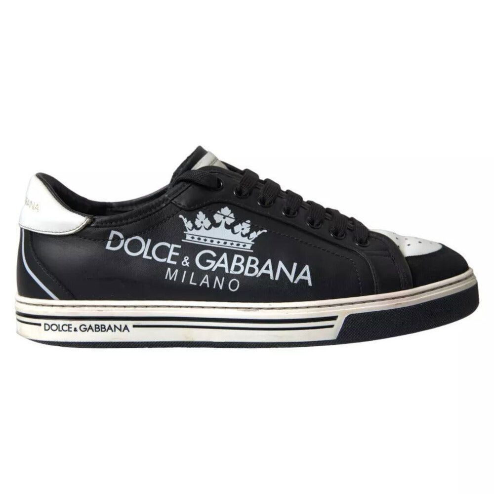 Dolce & Gabbana Dolce & Gabbana Black Leather Crown Milano Men Sneakers Shoe Size US 8 / EU 41 - 1 Thumbnail