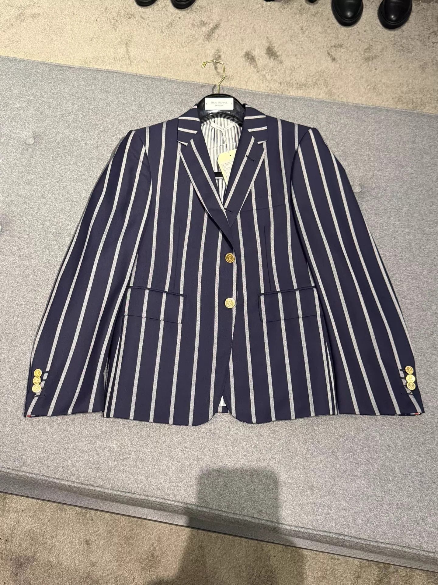 Thom Browne Thom Browne Rare Navy Stripe Wool Suit Size 0 Size US XS / EU 42 / 0 - 3 Thumbnail