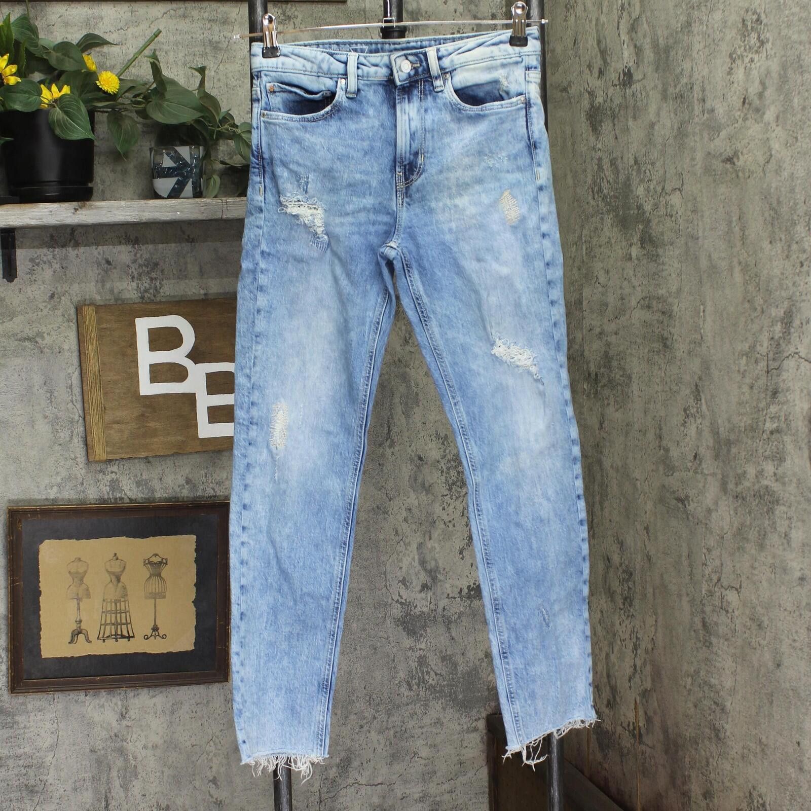 Guess Guess 81 It Distressed Skinny High Rise Jeans Light Blue 25 Size 25" / US 0 / IT 36 - 1 Thumbnail