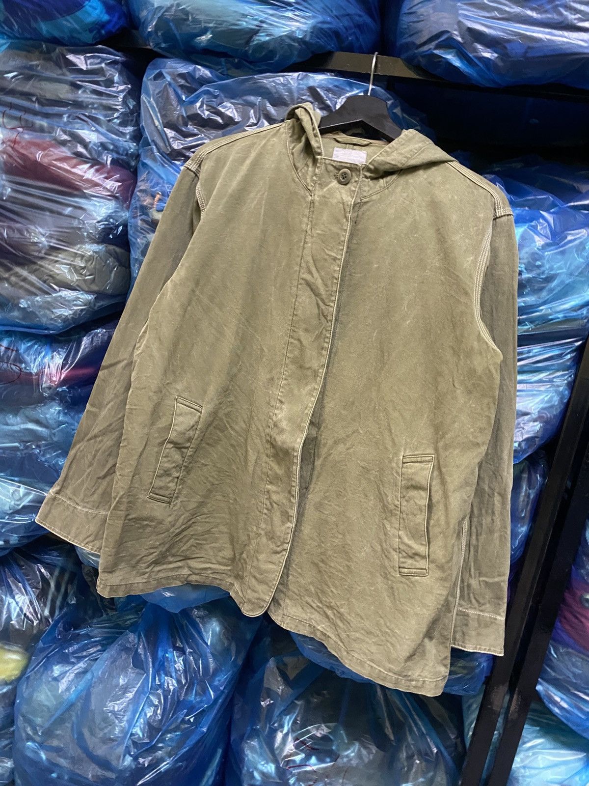 Other Powder Olive Green Hooded Canvas Jacket - Japanese Workwear Size US M / EU 48-50 / 2 - 2 Thumbnail