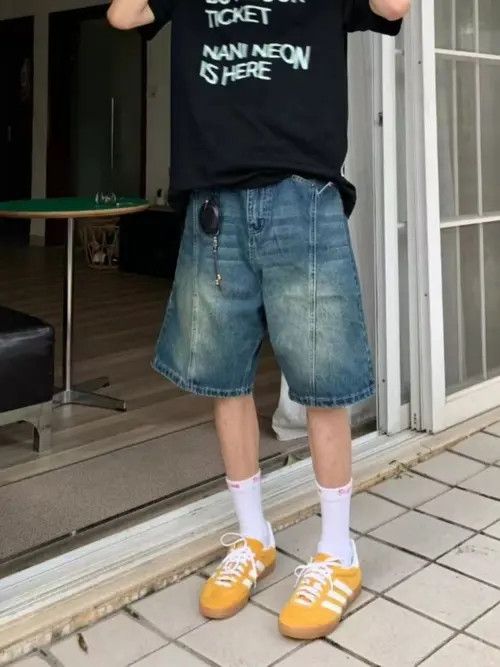Japanese Brand Retro washed street style straight denim shorts Size US 32 / EU 48 - 3 Thumbnail