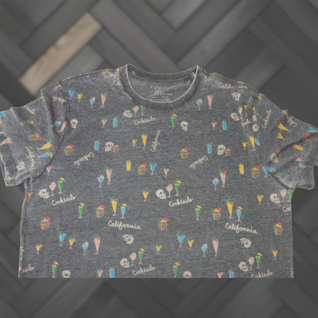 Lucky Brand Lucky Brand Men's T Shirt California Cocktails Skulls Gray Cotton Blend Short Sleeve L Size US L / EU 52-54 / 3 - 1 Thumbnail