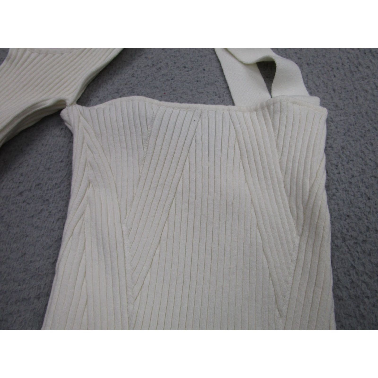 Vintage ANDREĀDAMO Dress Womens XS White Ribbed One Shoulder Bodycon Knit Italy Dress Size XS / US 0-2 / IT 36-38 - 4 Thumbnail