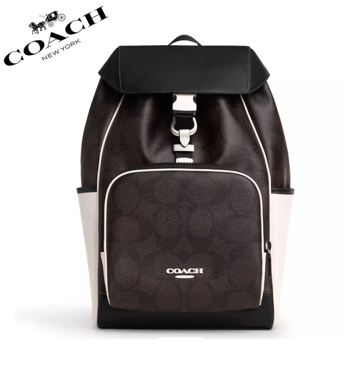 Coach NWT COACH Racer Backpack In Blocked Signature Canvas Size ONE SIZE - 1 Thumbnail