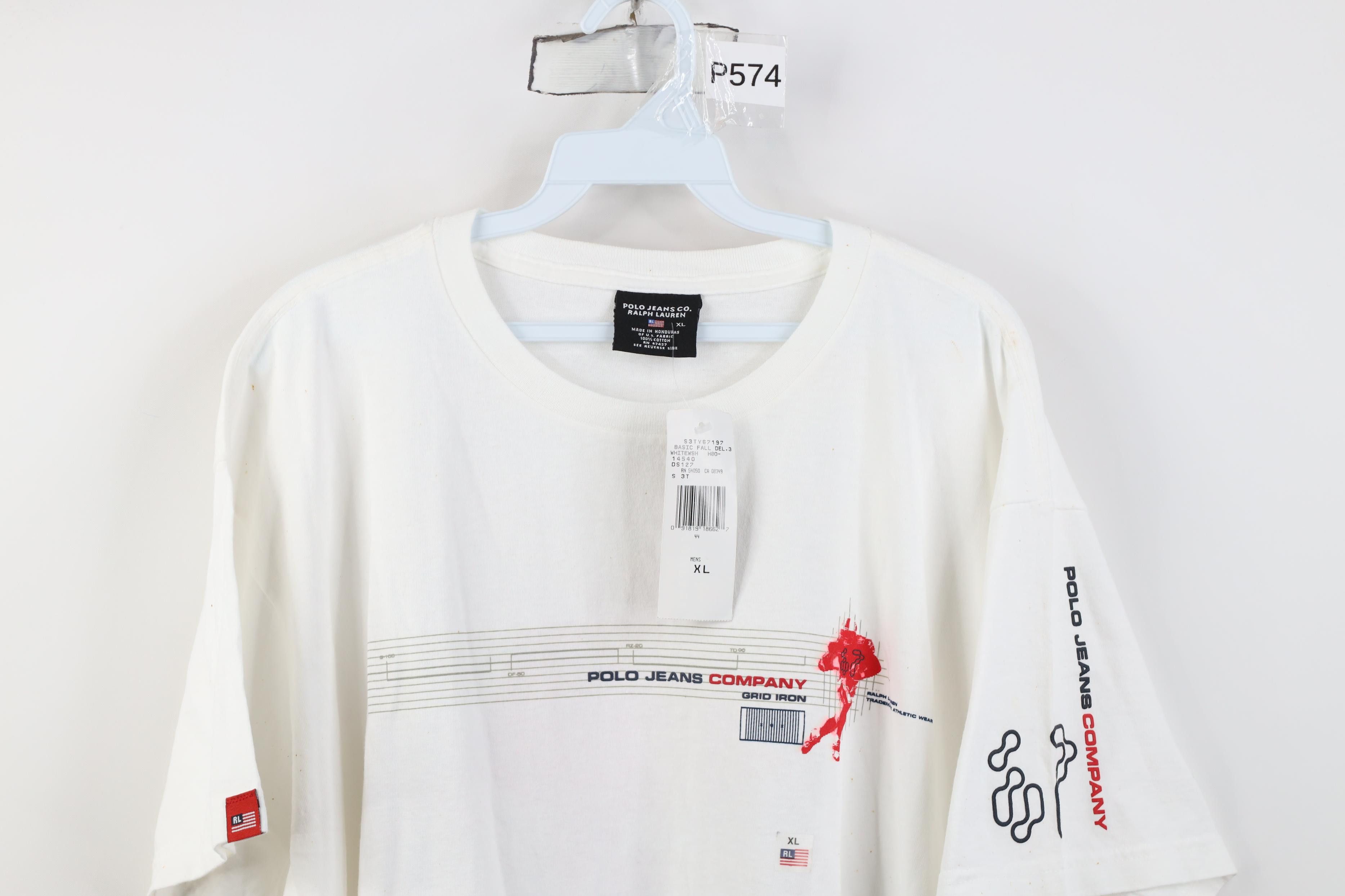 Polo Ralph Lauren Deadstock Vintage 90s Y2K Ralph Lauren Football T-Shirt Size US XL / EU 56 / 4 - 2 Thumbnail