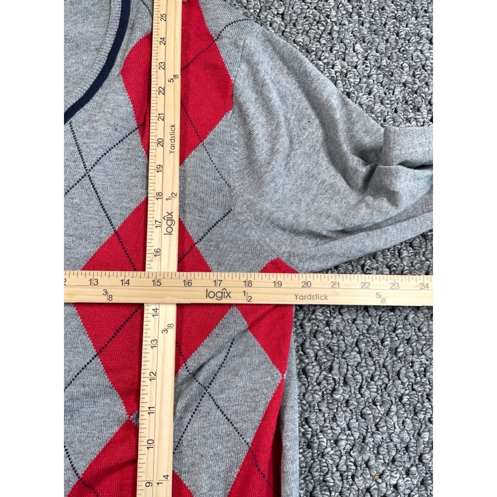 Brooks Brothers Brooks Brothers Sweater Argyle Diamond Pattern V-Neck Adult Large Gray Red Cotton Wool Pullover Knit Casual Classic Preppy Retro Mens Size US L / EU 52-54 / 3 - 7 Thumbnail