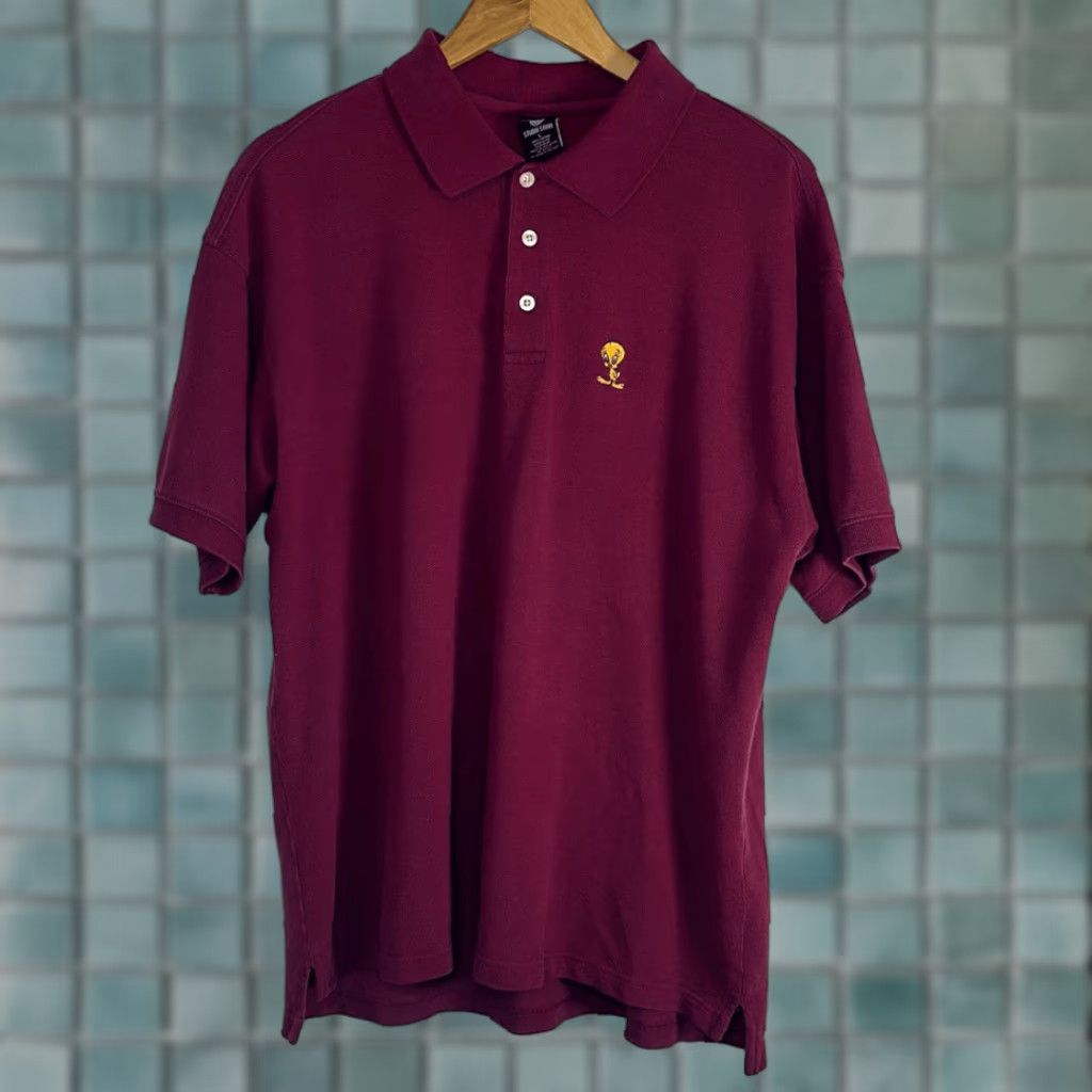 Vintage VINTAGE Tweety Warner Bros Burgundy Polo Shirt L Men Red 1998 Short Sleeve Size US L / EU 52-54 / 3 - 1 Thumbnail