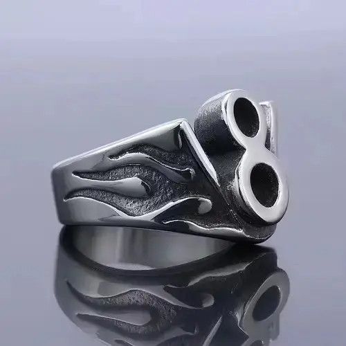 Jewelry x Ring Gold Plated Cool Flaming Number 8 Ring in Silver, Men's