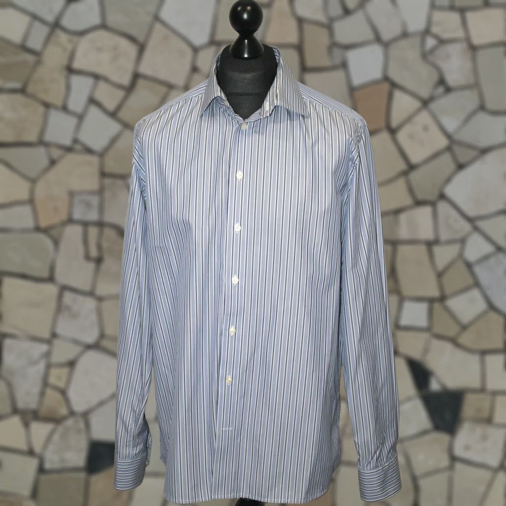 Eton Eton Mens Contemporary shirt Check Dress Shirt 43 17 Blue Regular Size 43, 17 Mens, 100% cotton, Vintage? Size US XL / EU 56 / 4 - 1 Thumbnail