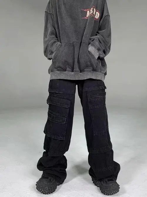 VIBE Industrial wash heavyweight cargo jeans with large pockets Size US 32 / EU 48 - 2 Thumbnail