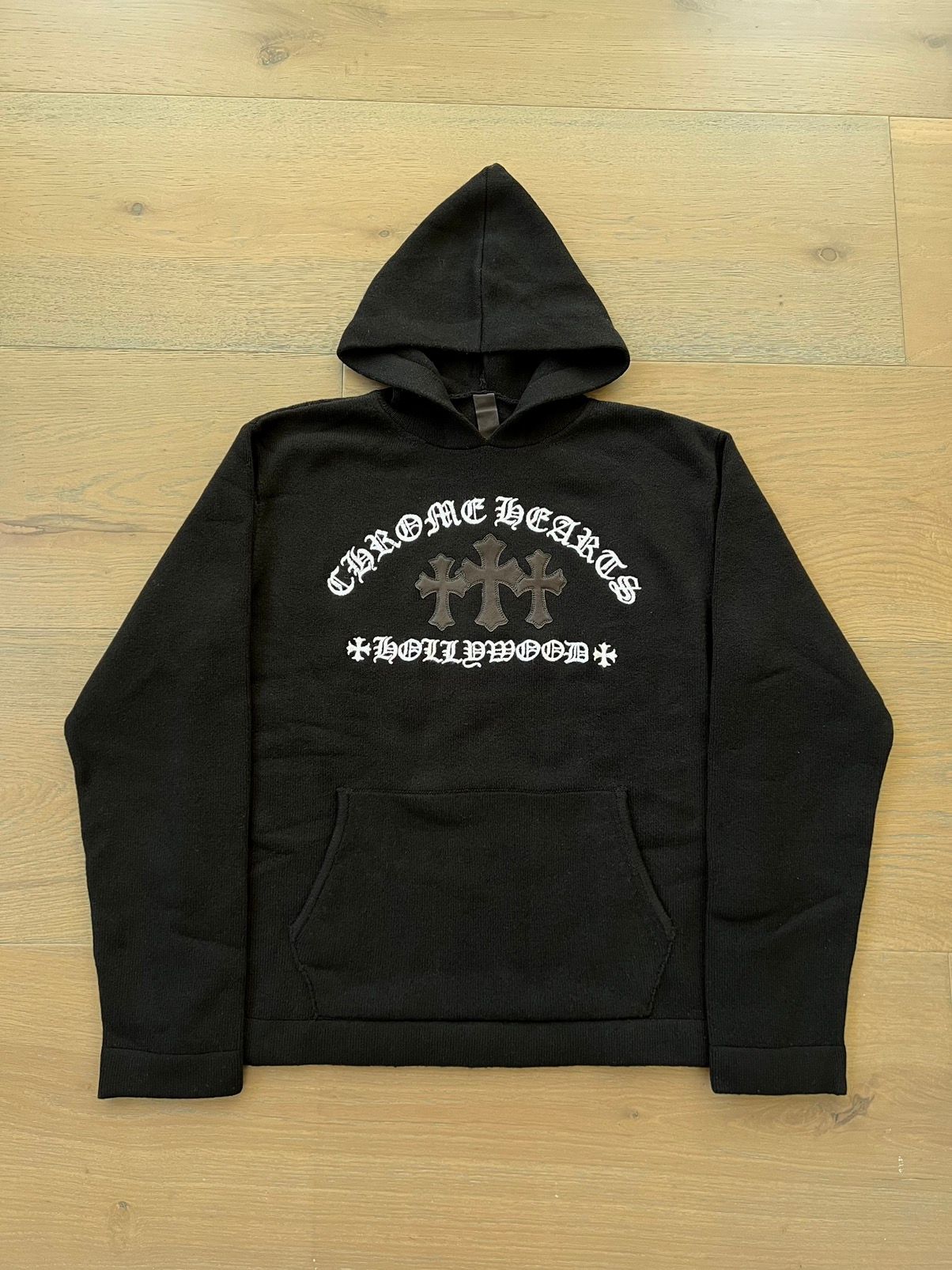 Pre-owned Chrome Hearts Cashmere Triple Cross Patch Hoodie In Black