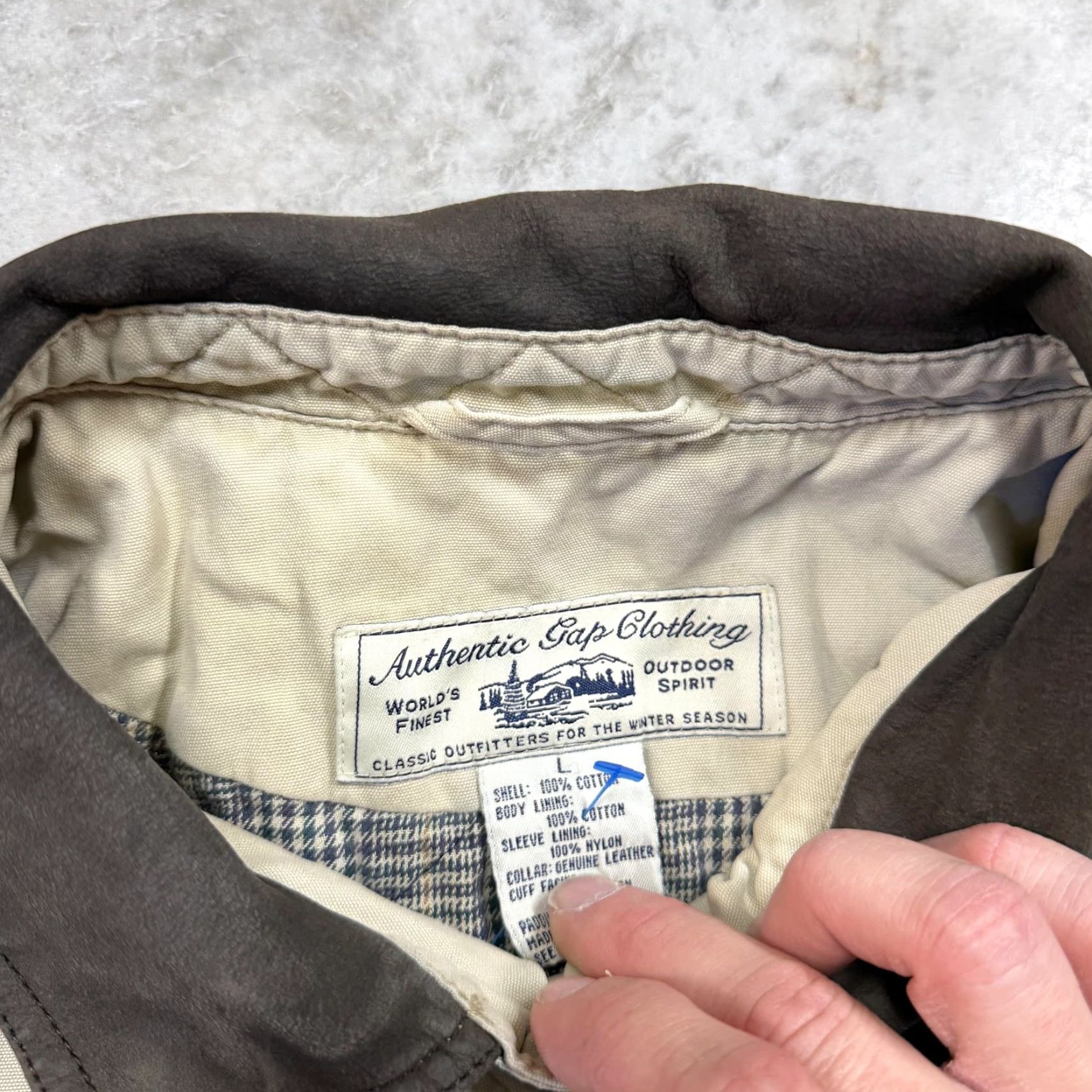 Gap VINTAGE Gap Jacket Mens XL Beige Canvas Chore Coat Leather Collar Workwear Size US XL / EU 56 / 4 - 5 Thumbnail