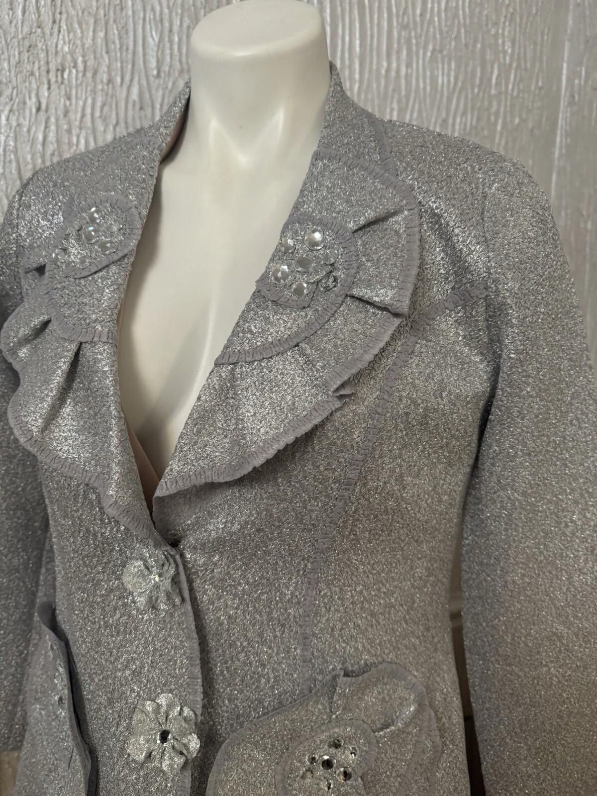 Other NWT Noko Ohno Japan Silver Stretch Floral Dress Coat Sz42/M Size M / US 6-8 / IT 42-44 - 5 Thumbnail