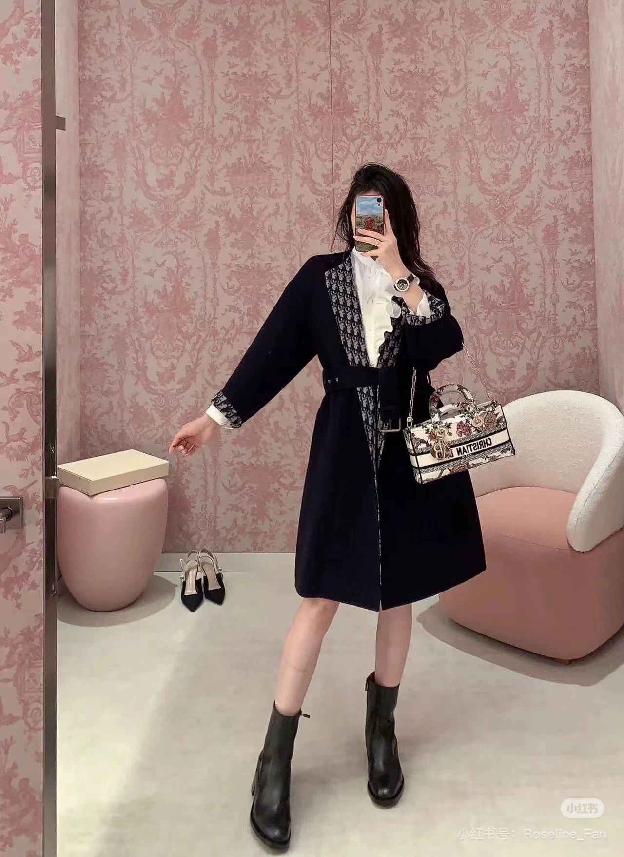 Dior Dior Double-Faced Wool Oblique Navy Coat FR38 NWT Size S / US 4 / IT 40 - 8 Thumbnail