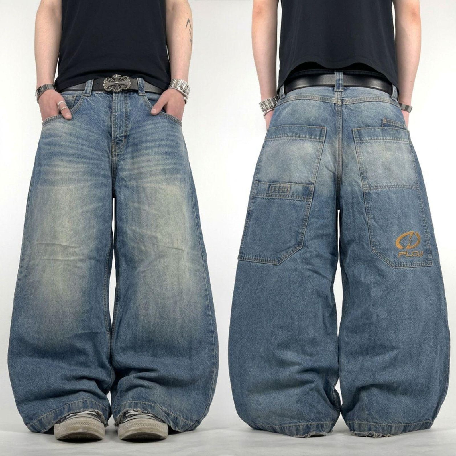 Diesel Diesel X Adidas Adi-Ybo 28x30 Blue Denim Jeans Wide-leg