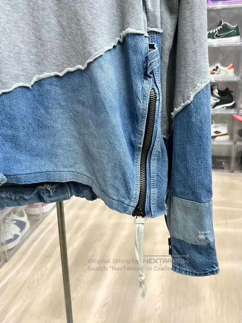 Greg Lauren Greg Lauren Grey Spliced Denim Sweatshirt Size US L / EU 52-54 / 3 - 8 Thumbnail