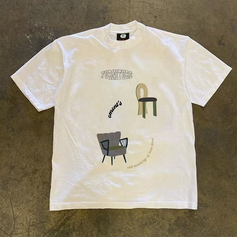 Japanese Brand × Vintage White street retro chair print cotton t-shirt Size US M / EU 48-50 / 2 - 1 Thumbnail