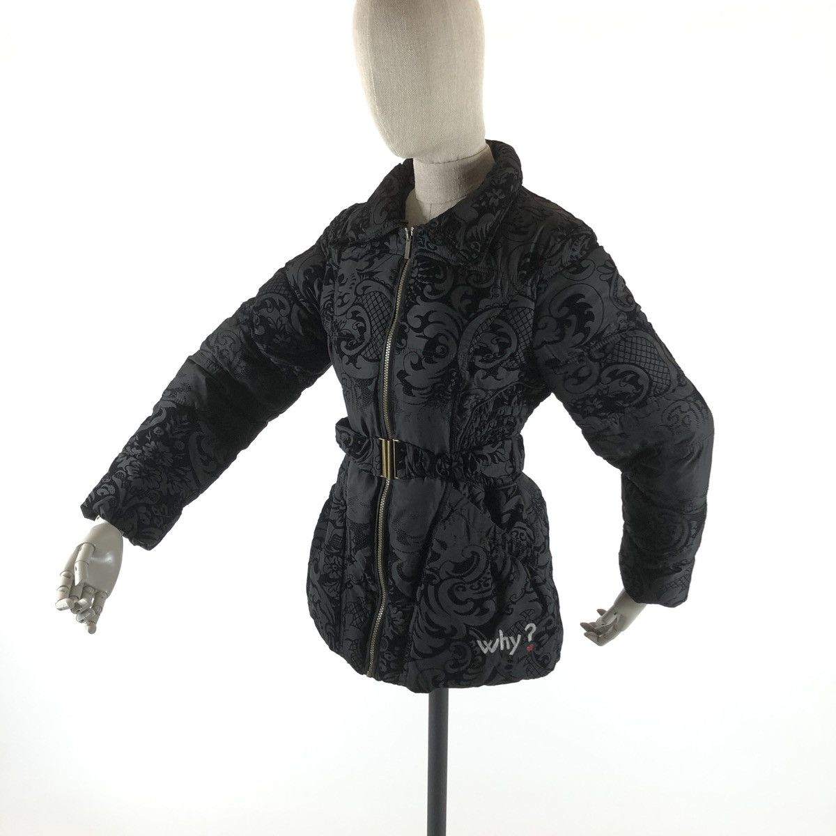Designer × Desigual Women's DESIGUAL WHY? Black Floral Pattern With Belt Puffer Down Jacket Coat Bomber Size M / US 6-8 / IT 42-44 - 6 Thumbnail