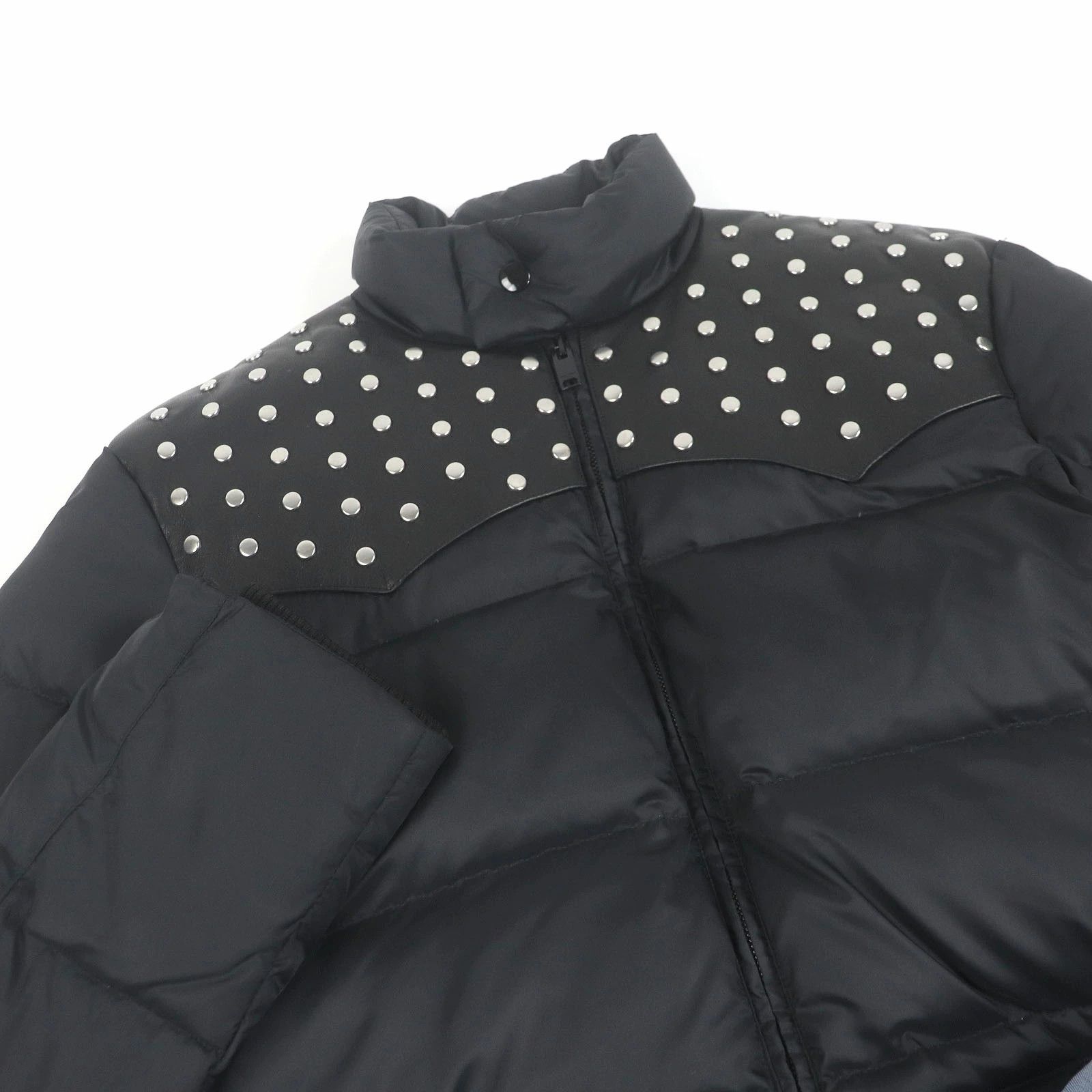 Saint Laurent Paris SAINT LAURENT PARIS Leather Yoke Studded Down Jacket 48 Size US M / EU 48-50 / 2 - 2 Thumbnail
