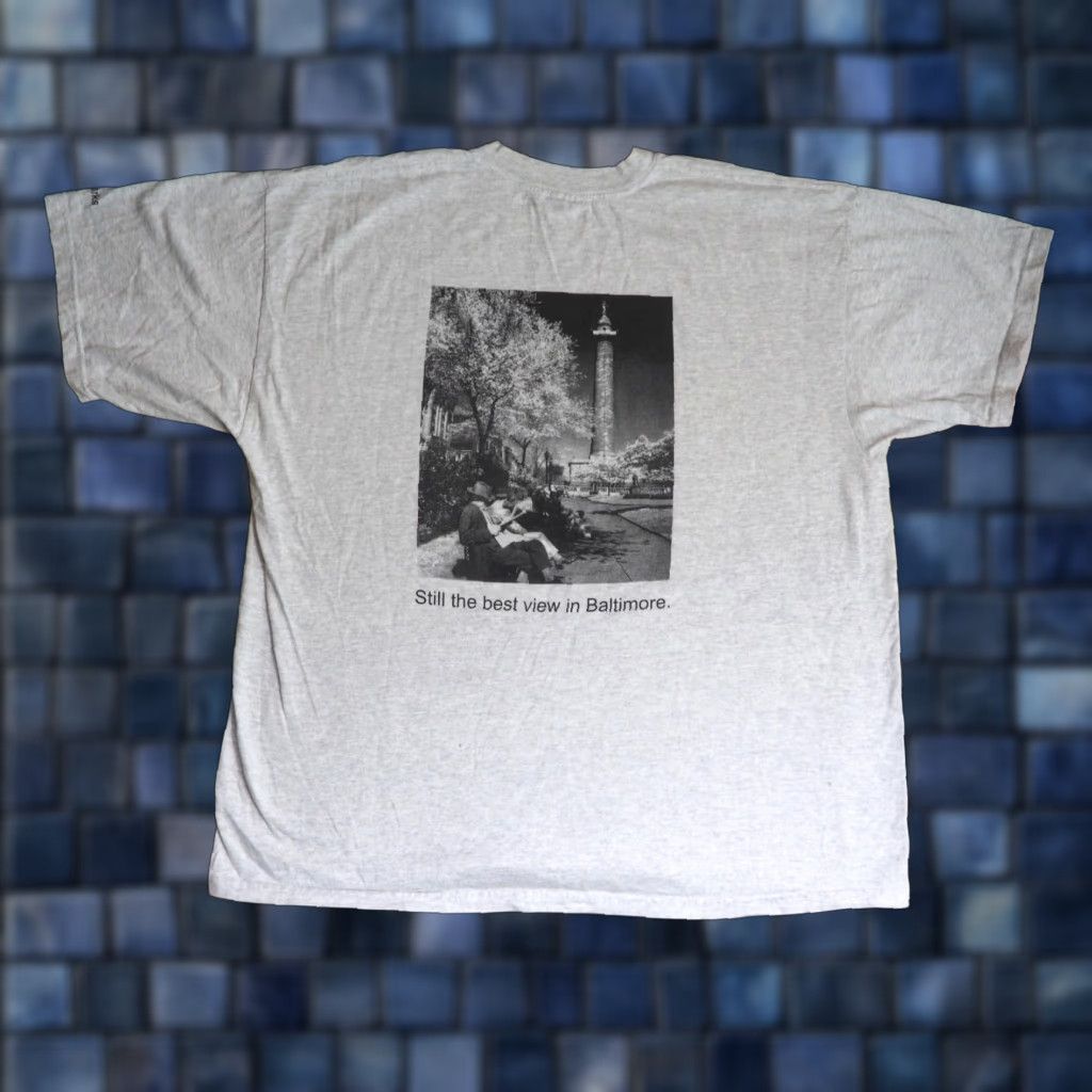 Gildan VTG Gildan T-Shirt 2XL Gray Graphic Tee Men 2000s 90s Photo Art Baltimore Washington Monument Shirt Size US XXL / EU 58 / 5 - 1 Thumbnail