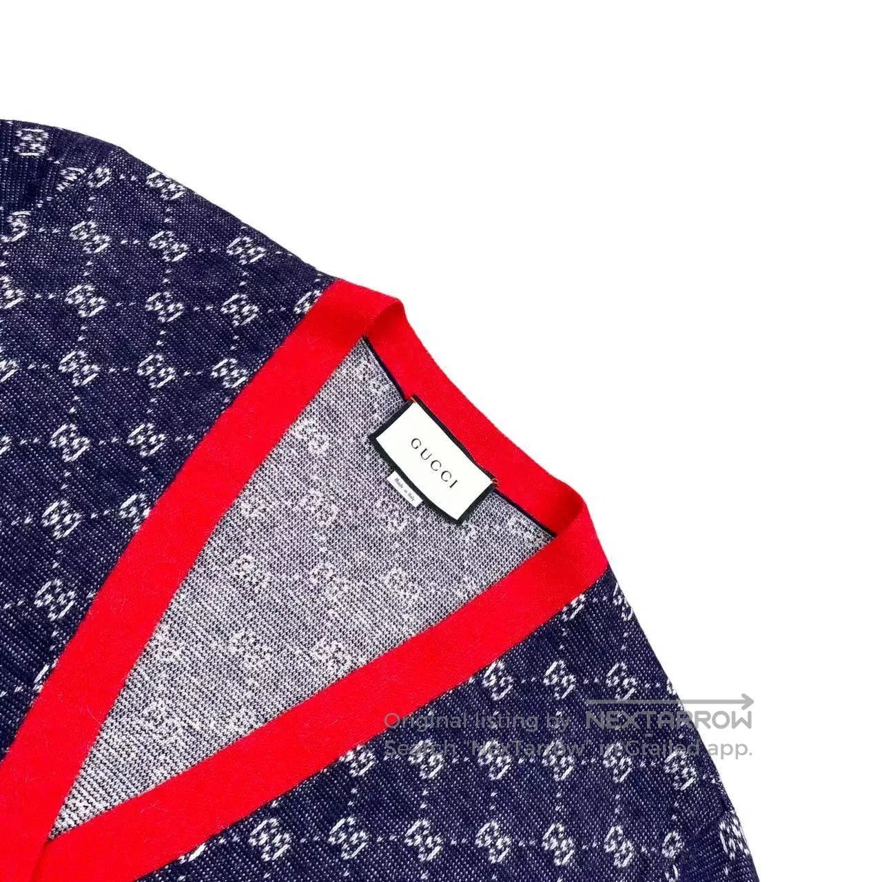 Gucci Guicci Full of logo red and blue color-blocked knitted car Size M / US 6-8 / IT 42-44 - 3 Thumbnail