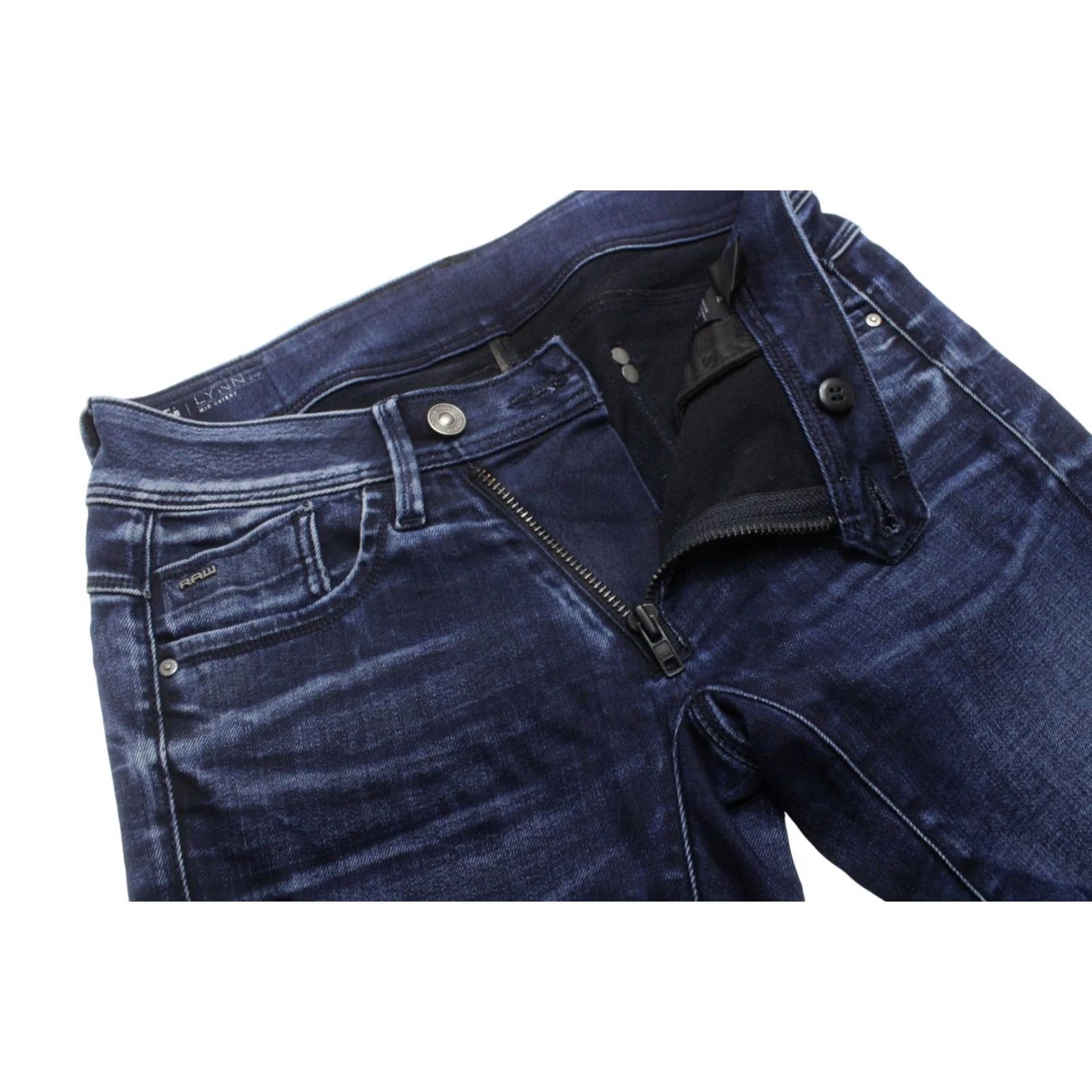 G-Star G-STAR Lynn Zip Mid Skinny Jeans Women's Dark Denim Faded W27/L34 Whiskers Size 27" / US 4 / IT 40 - 4 Thumbnail